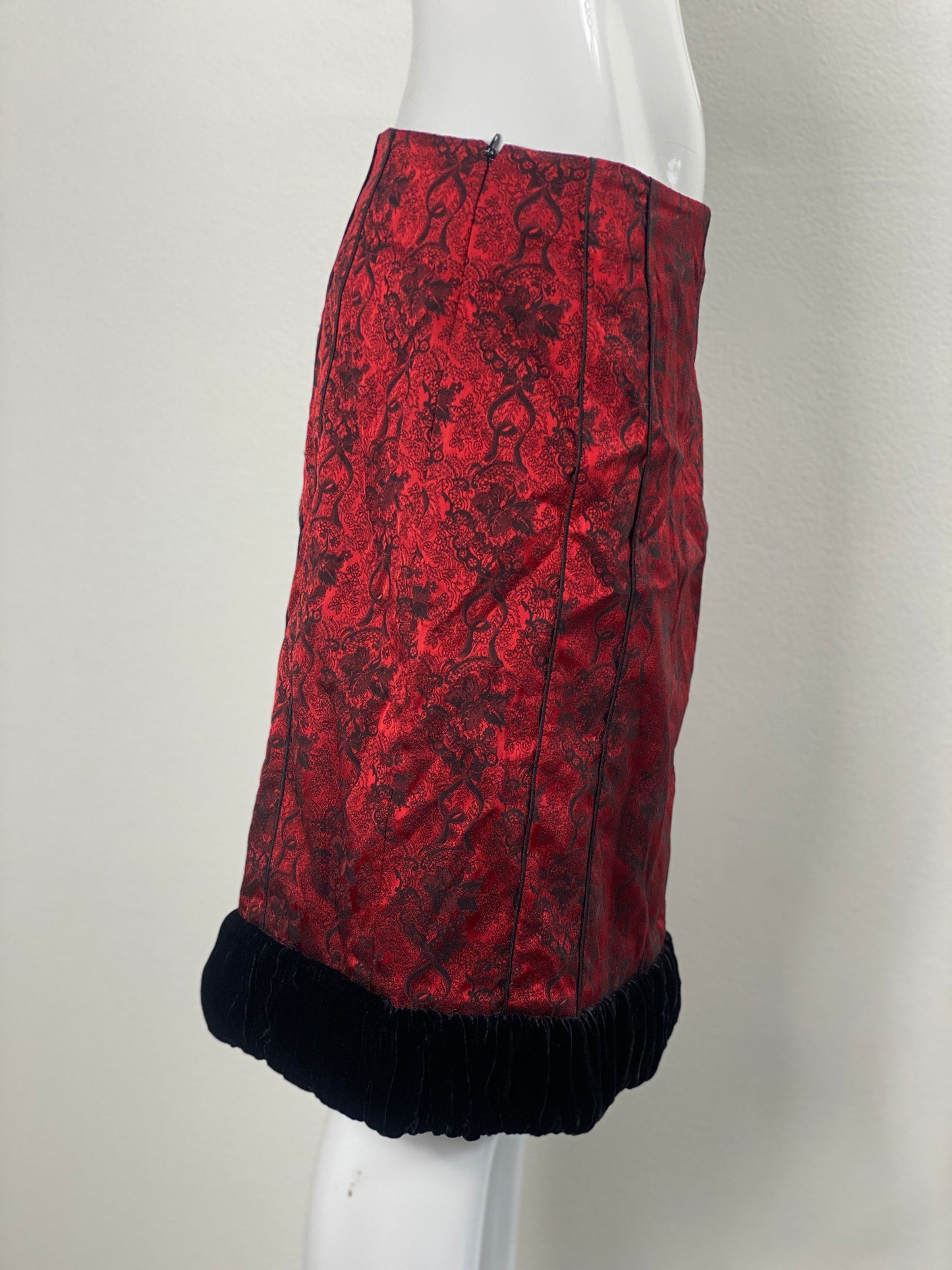 Gothic Red Midi Skirt