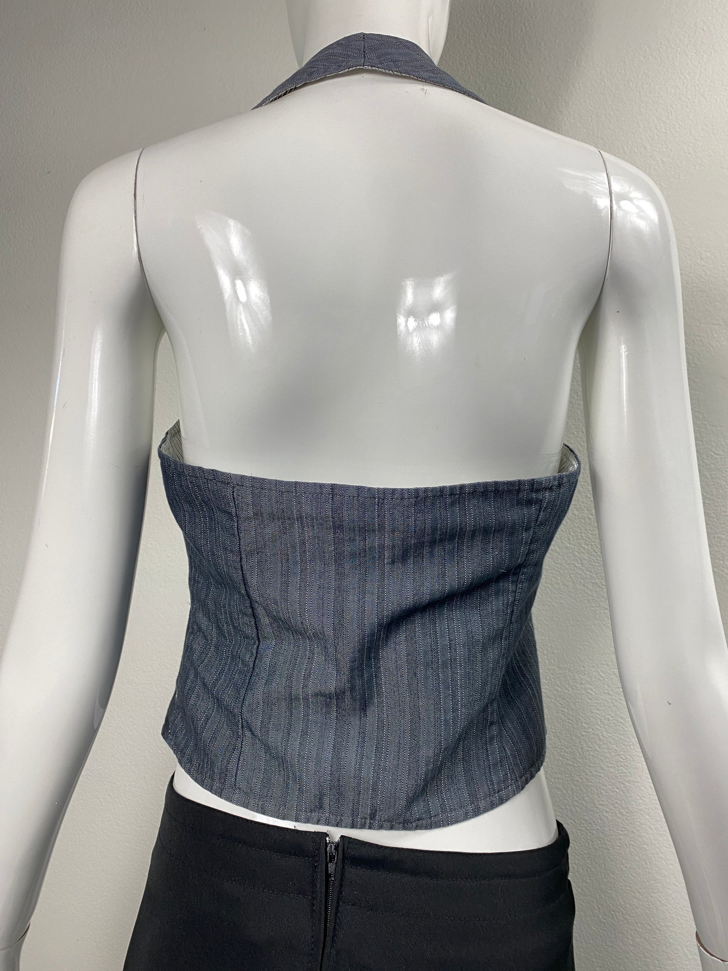 Pinstripe Rose Print Vest