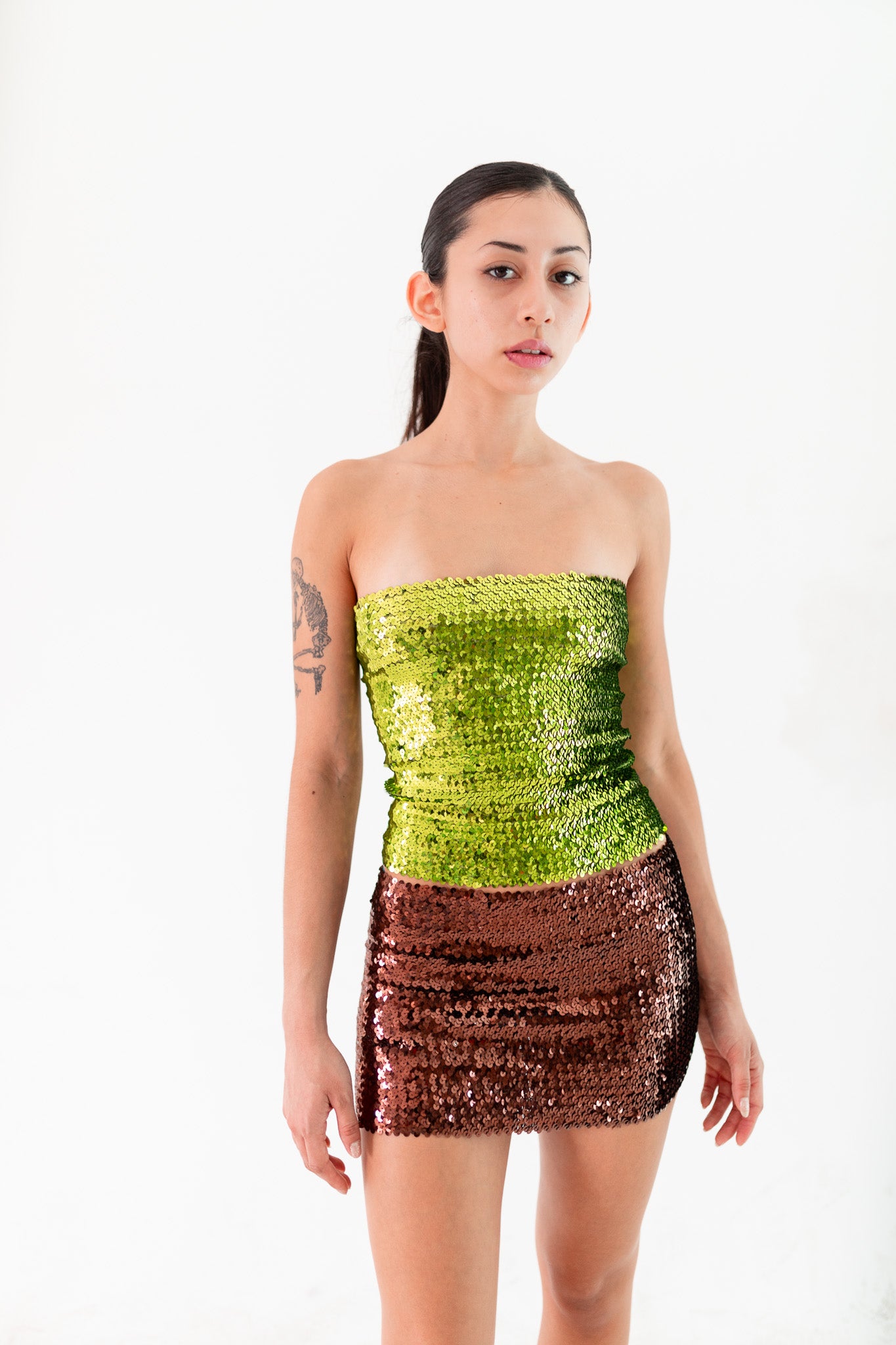 Chocolate Sequin Mini Skirt