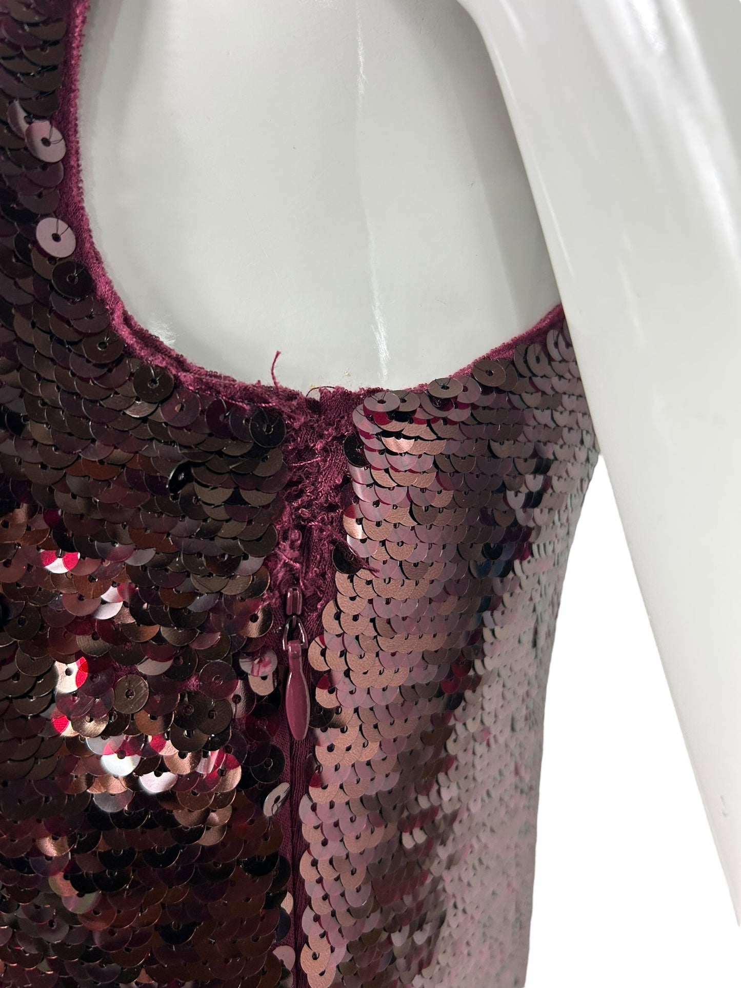 Burgundy Sequin Mini Dress