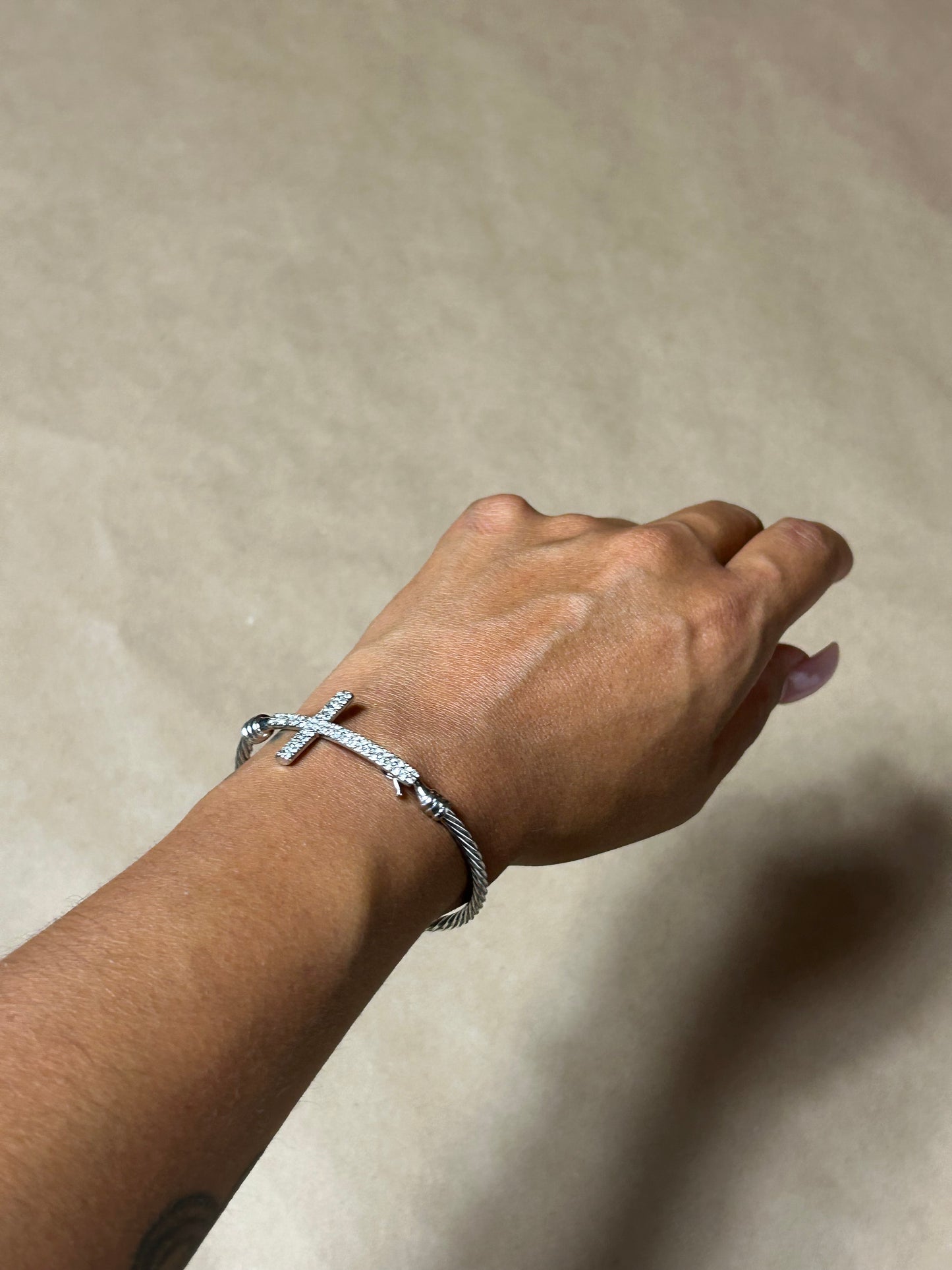 Rhinestone Cross Metal Bracelet