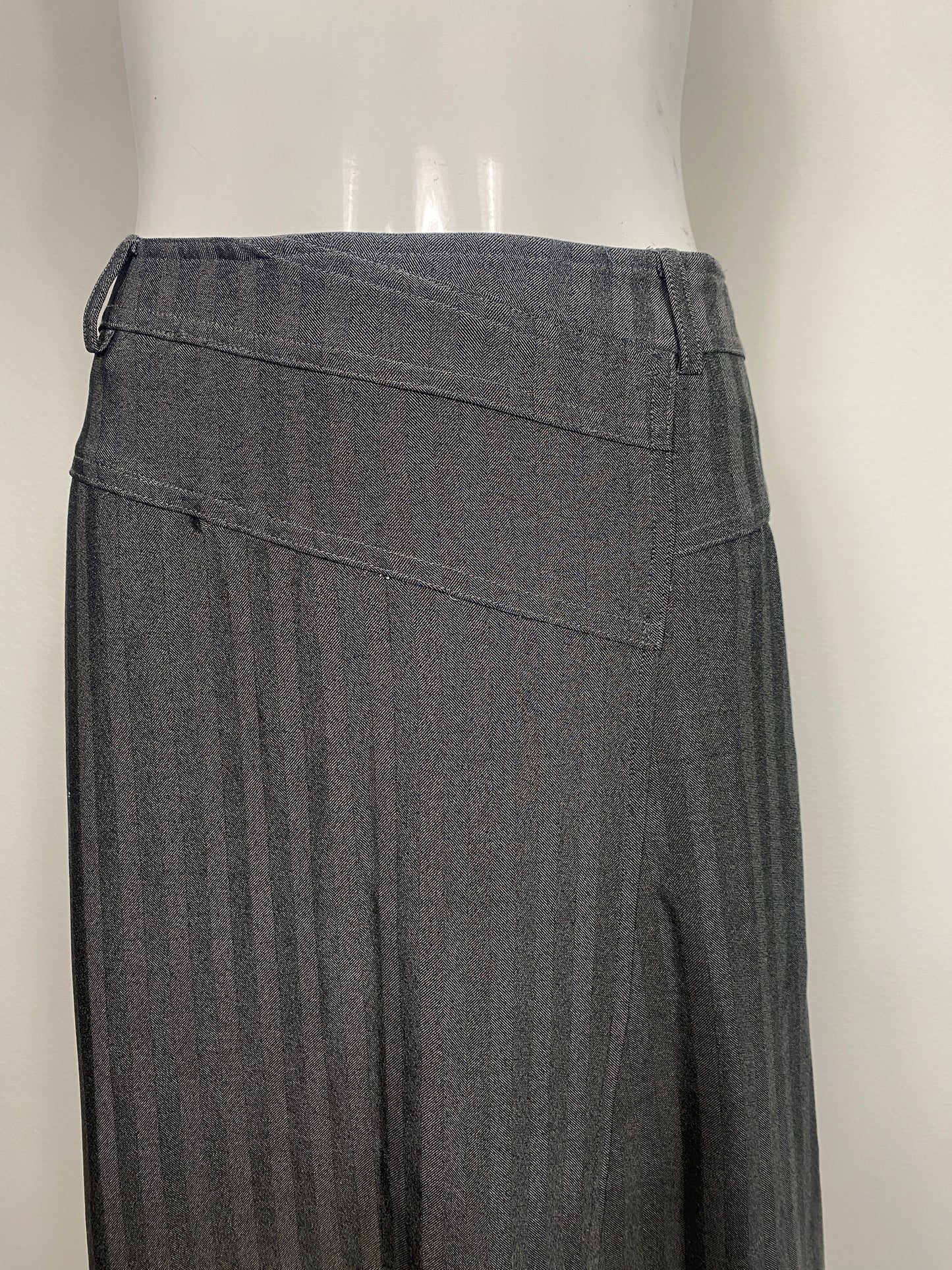Gray Pinstripe Midi Skirt