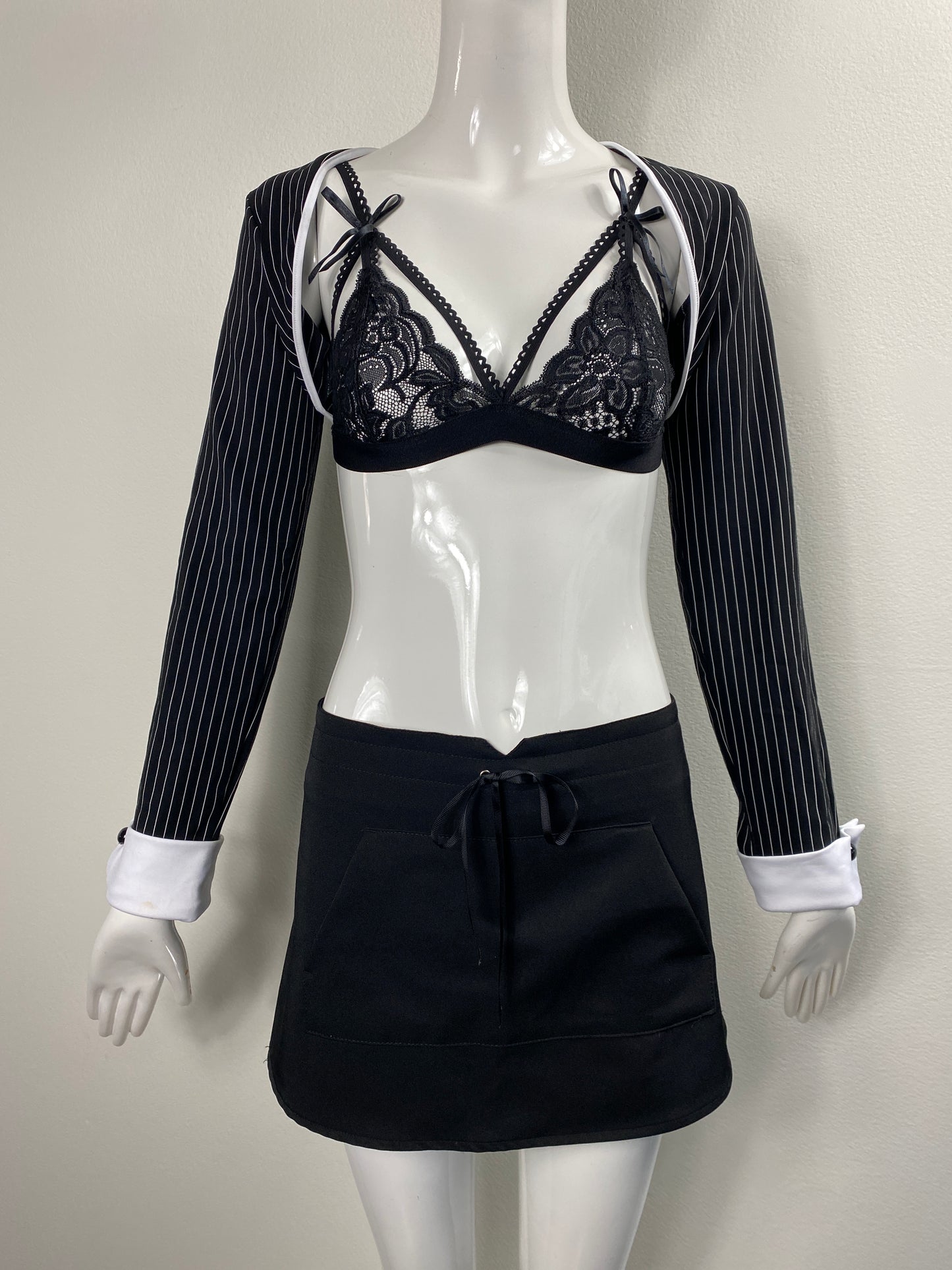 Forplay Black White Pinstripe Bolero
