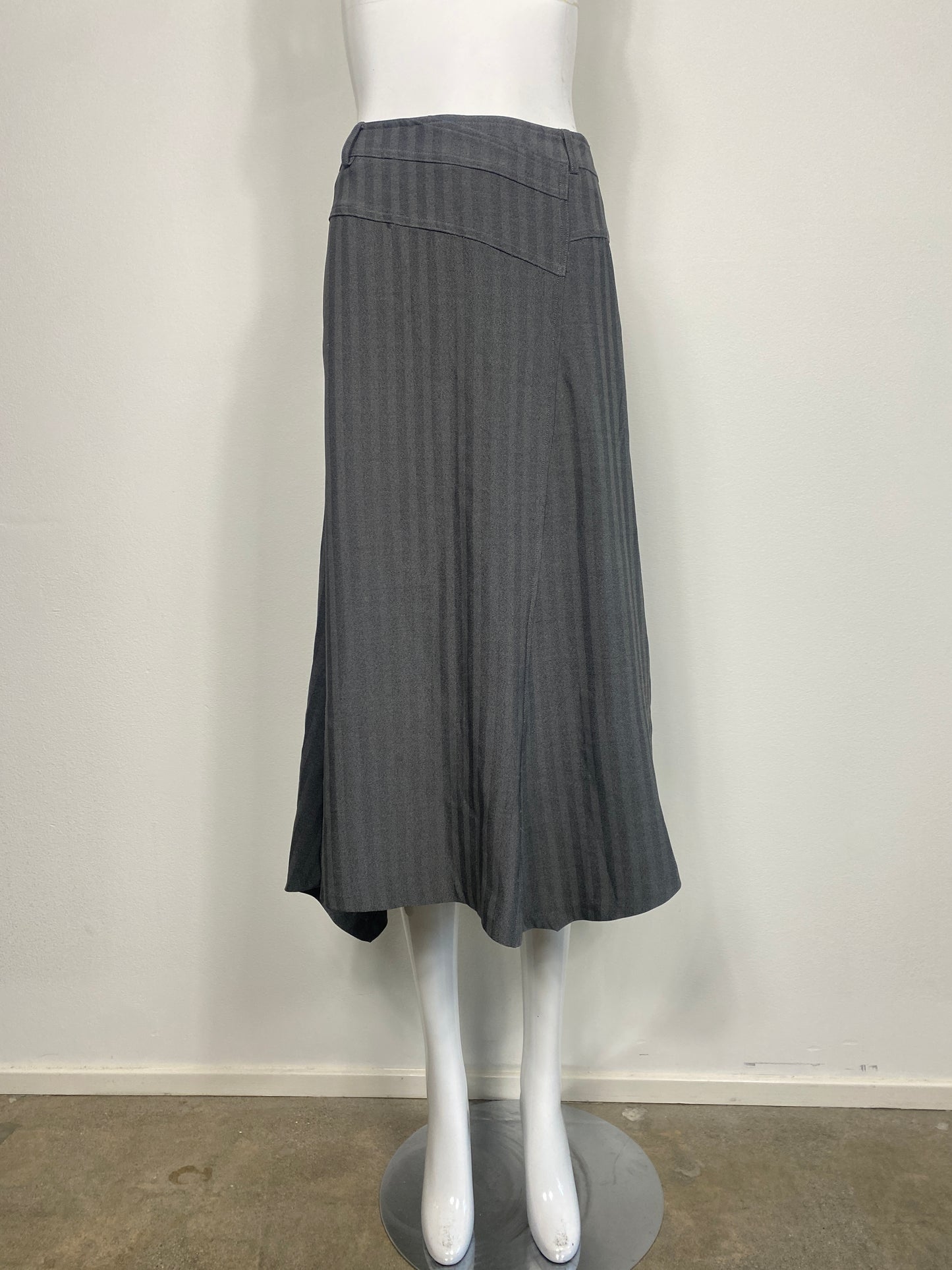 Gray Pinstripe Midi Skirt