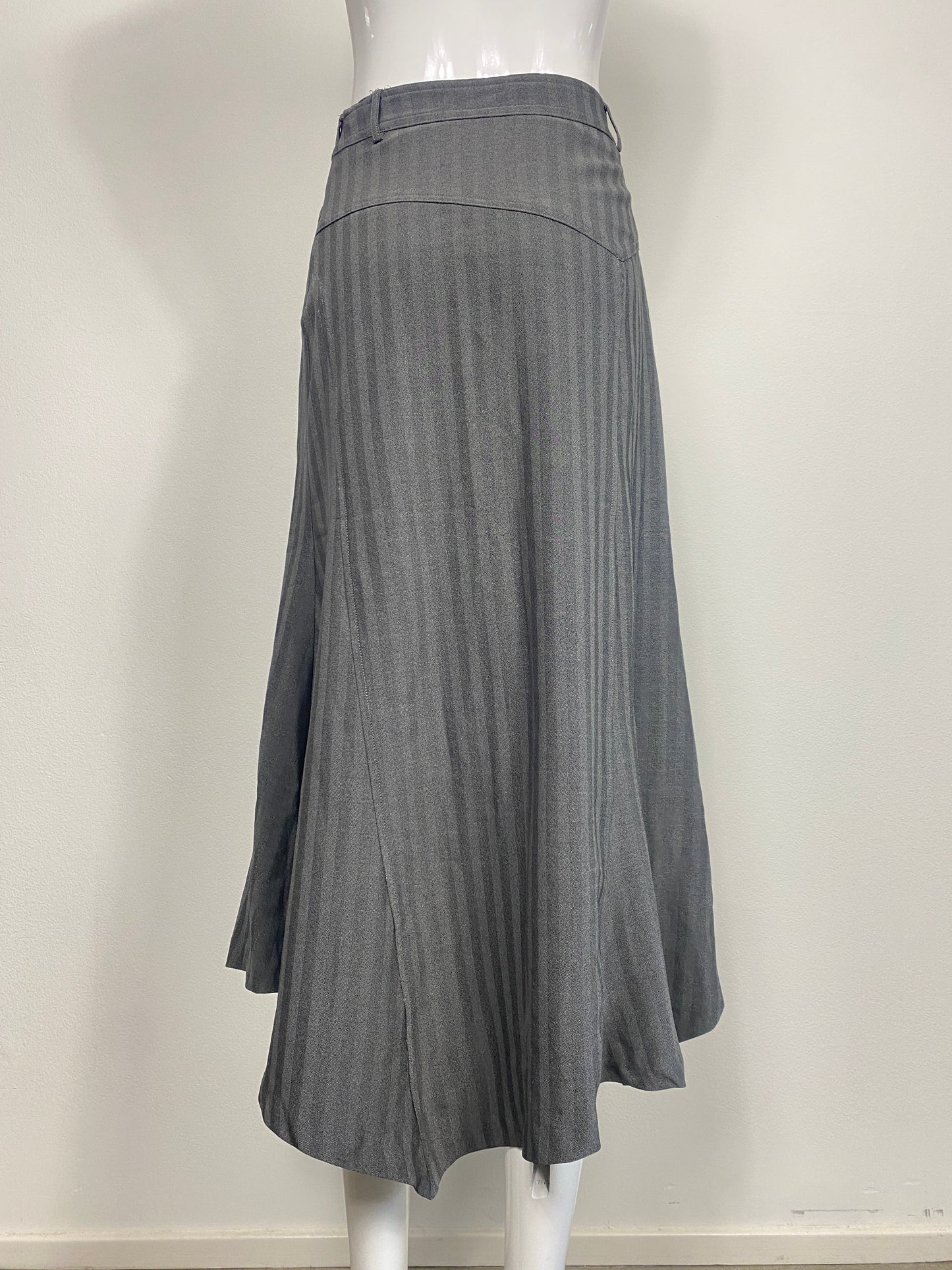 Gray Pinstripe Midi Skirt