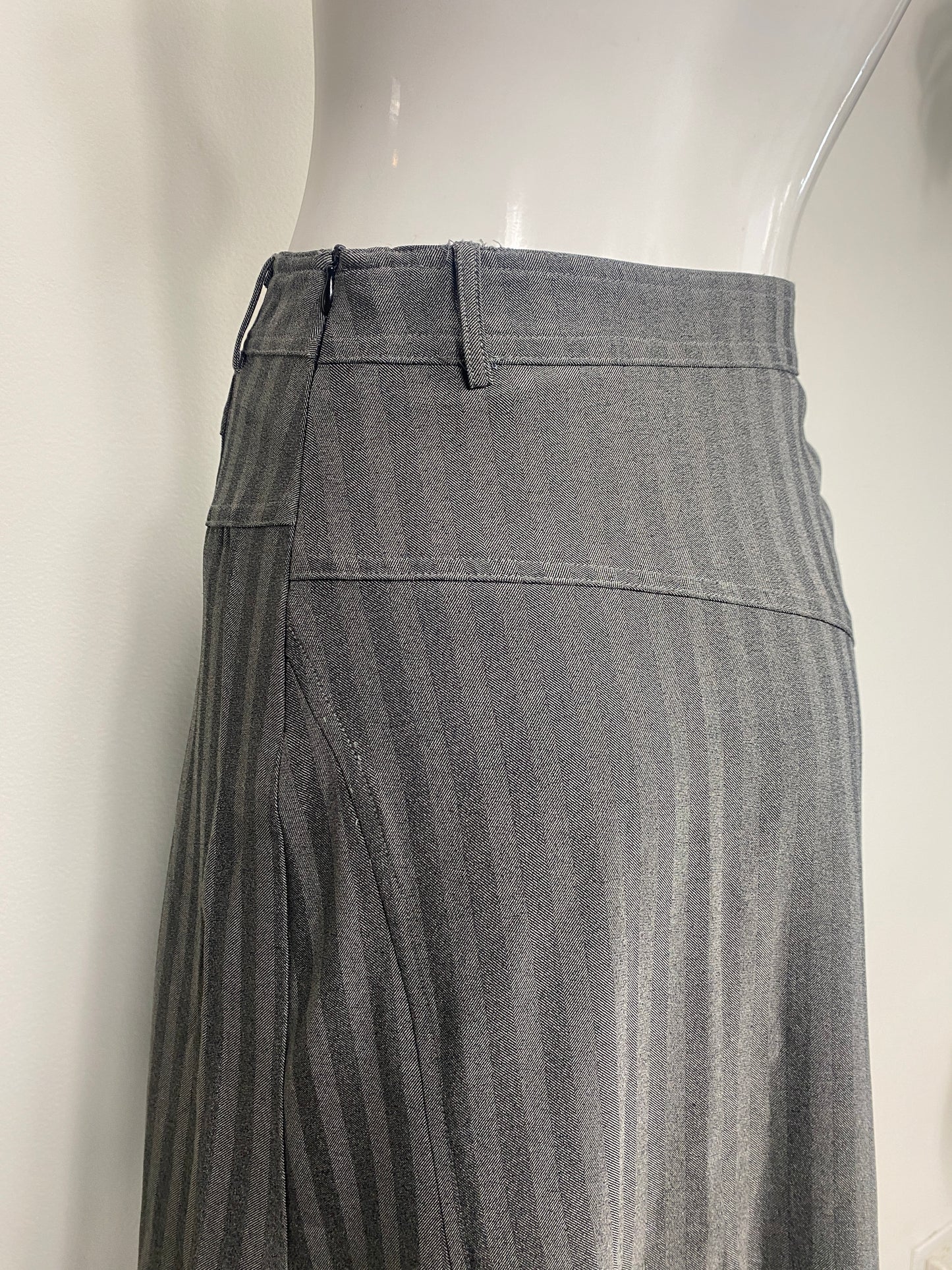 Gray Pinstripe Midi Skirt