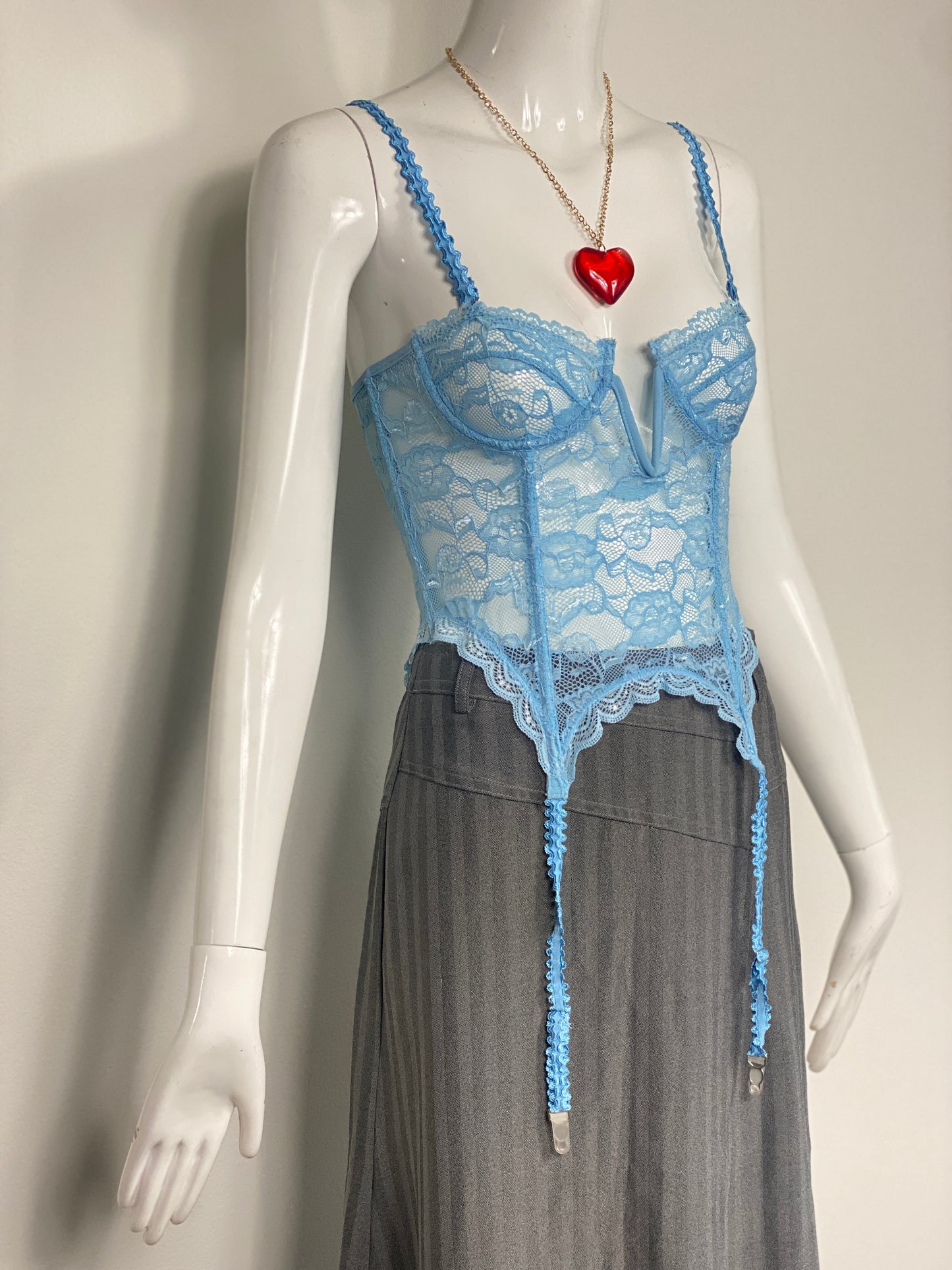 Soft Blue Lace Corset