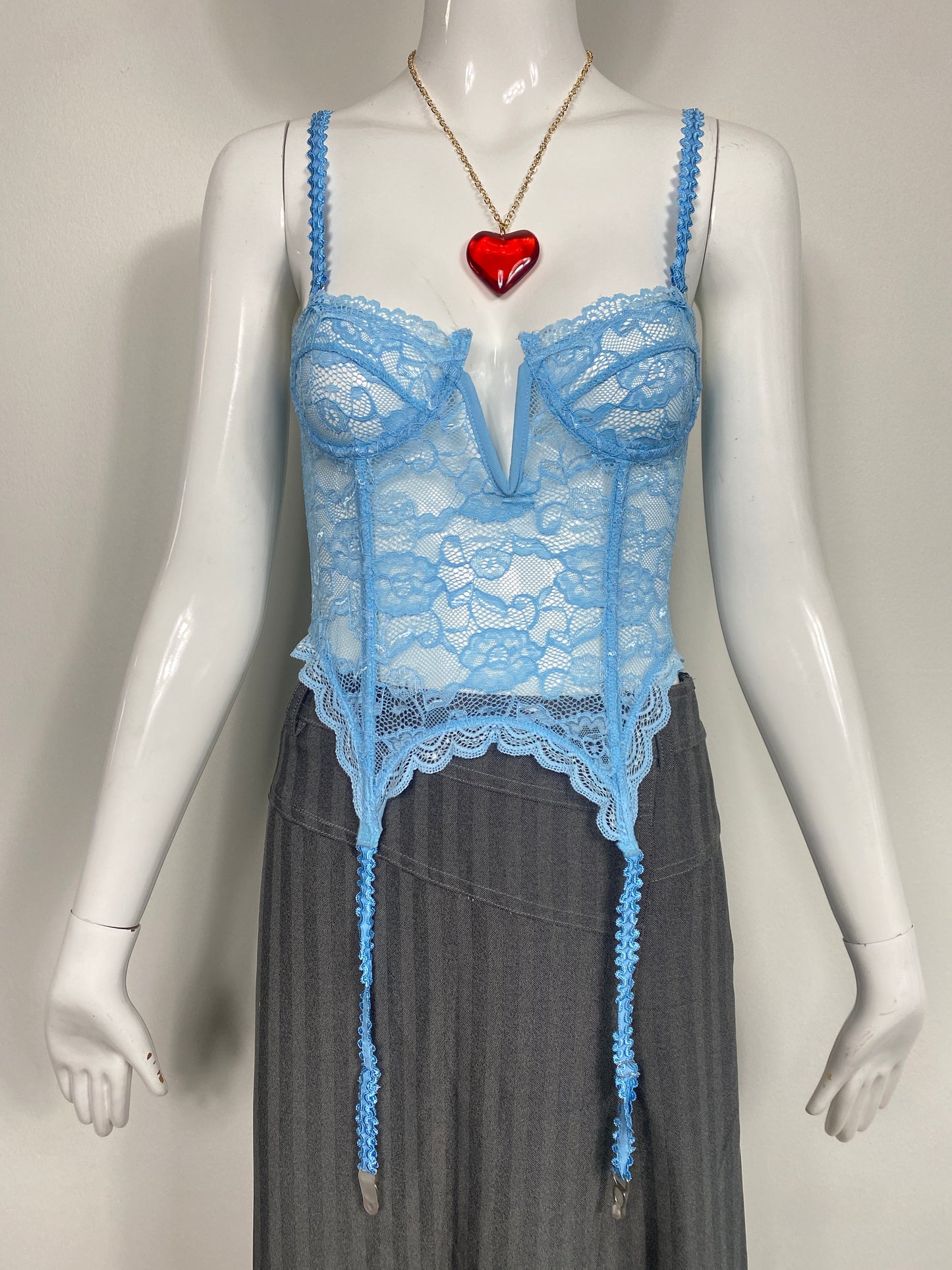 Soft Blue Lace Corset