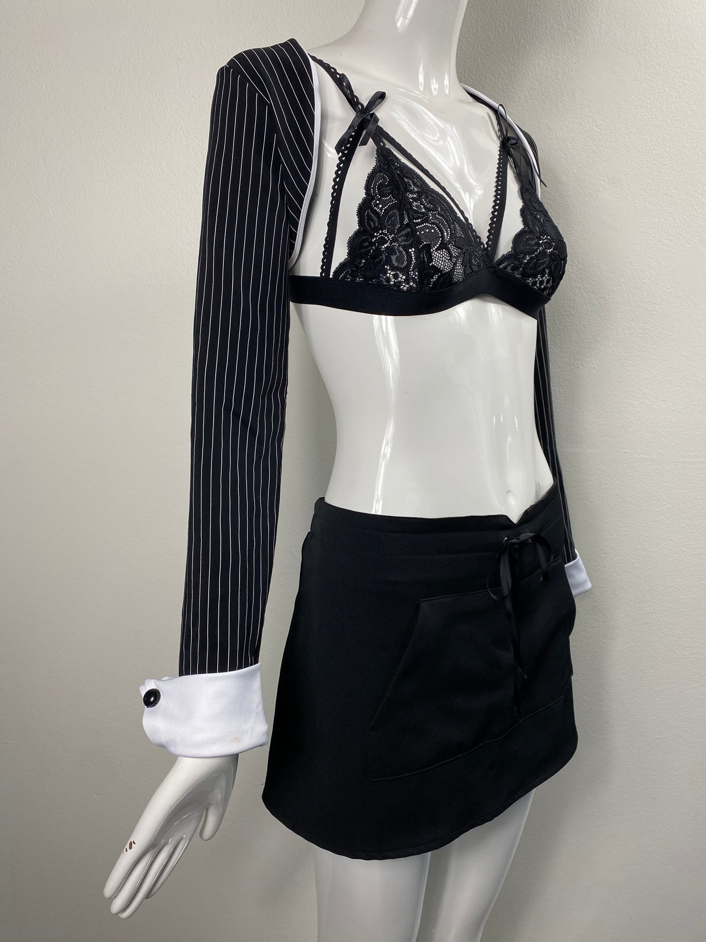 Forplay Black White Pinstripe Bolero