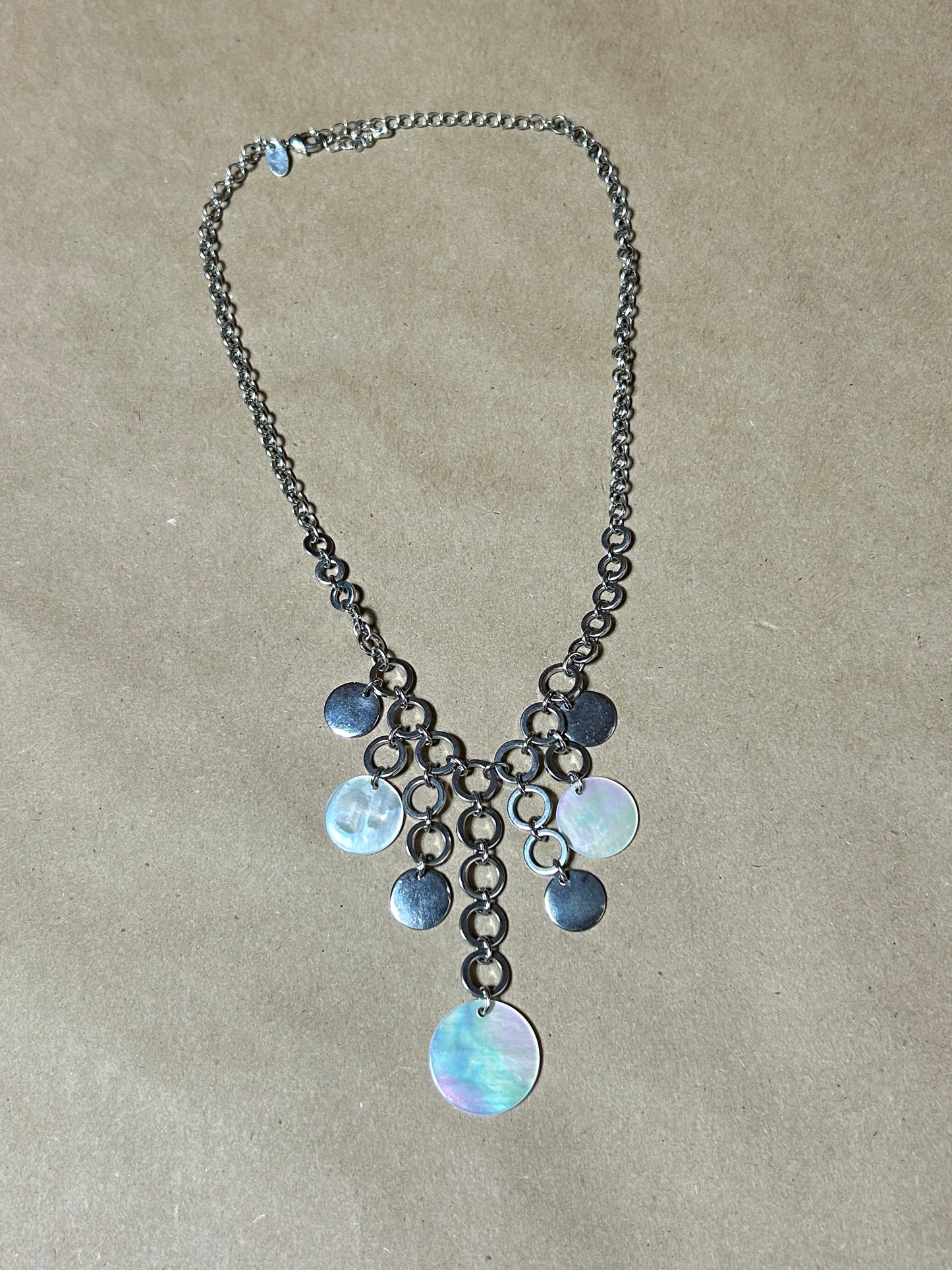 Metal Pearl Waterfall Necklace