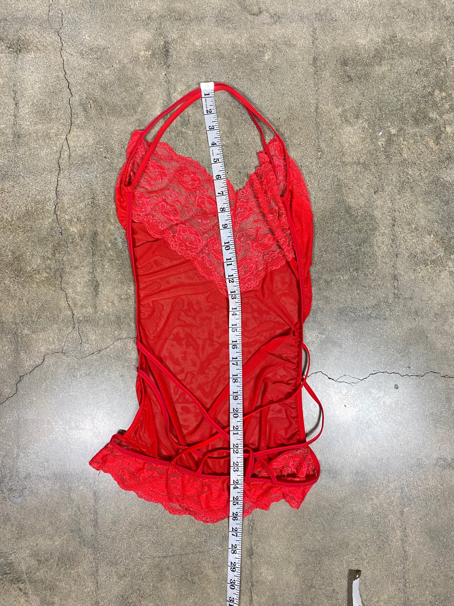 Red Mesh Lingerie Mini Dress