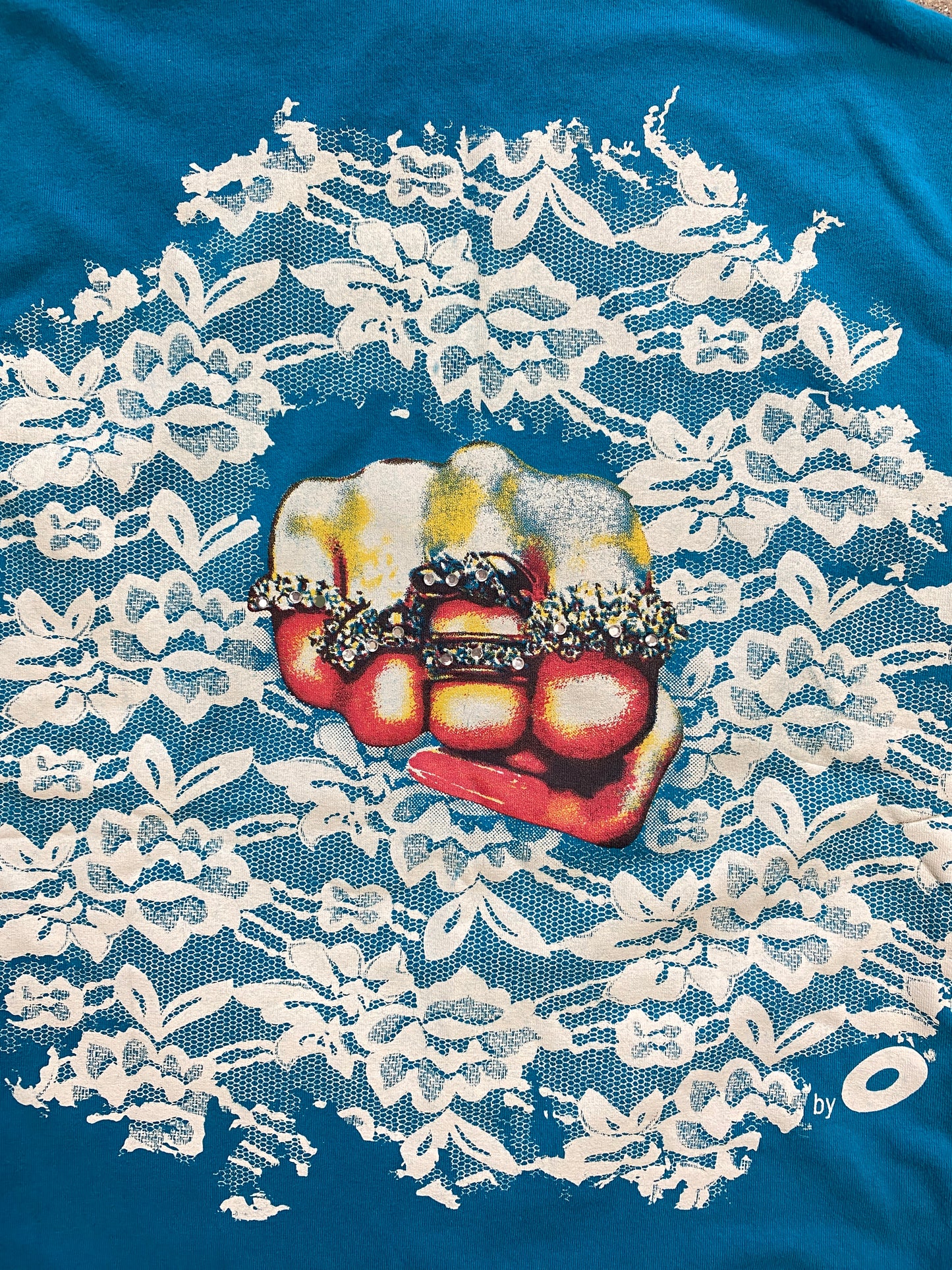 00's Peacock Blue Graphic Print Top