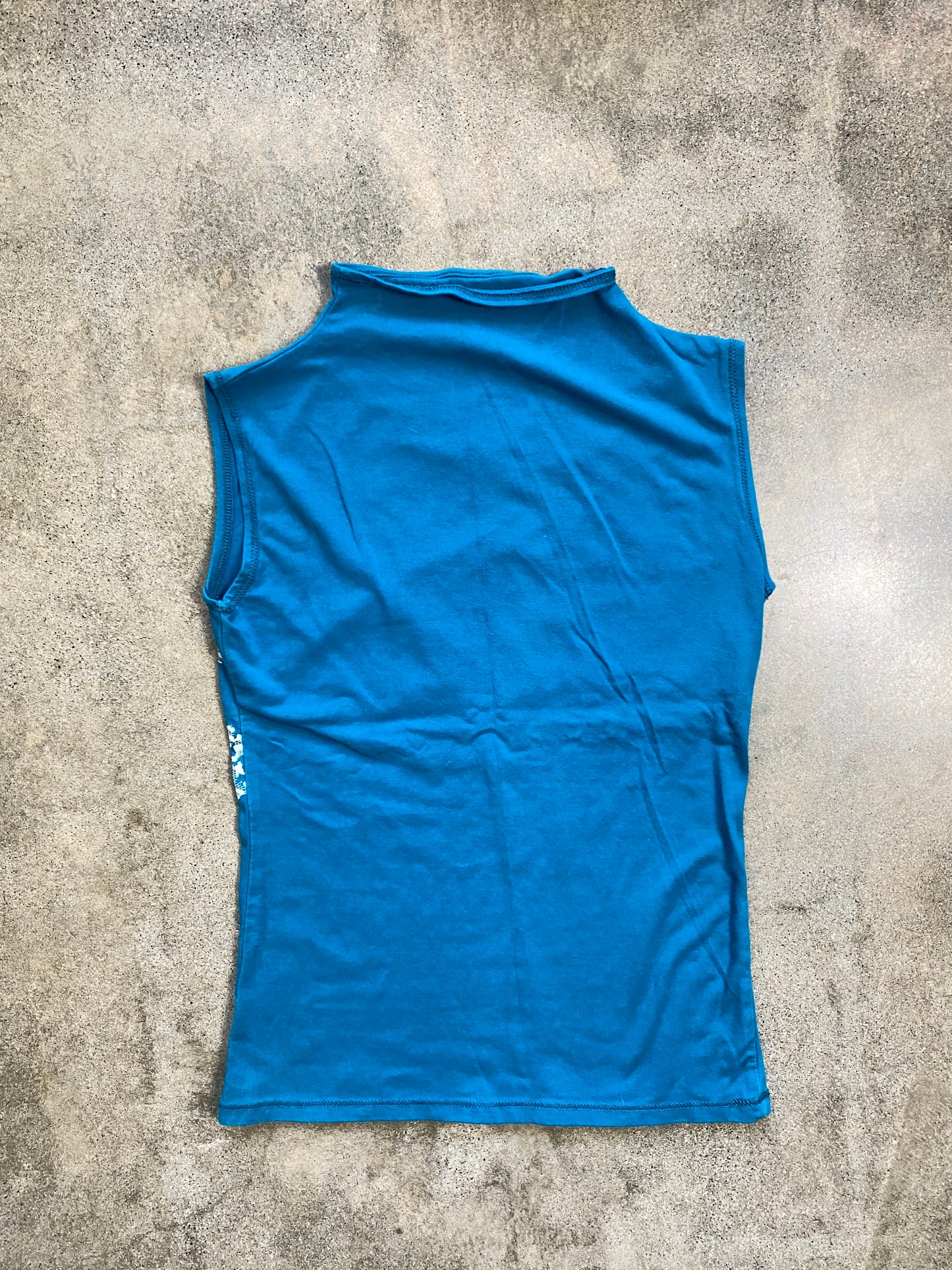 00's Peacock Blue Graphic Print Top