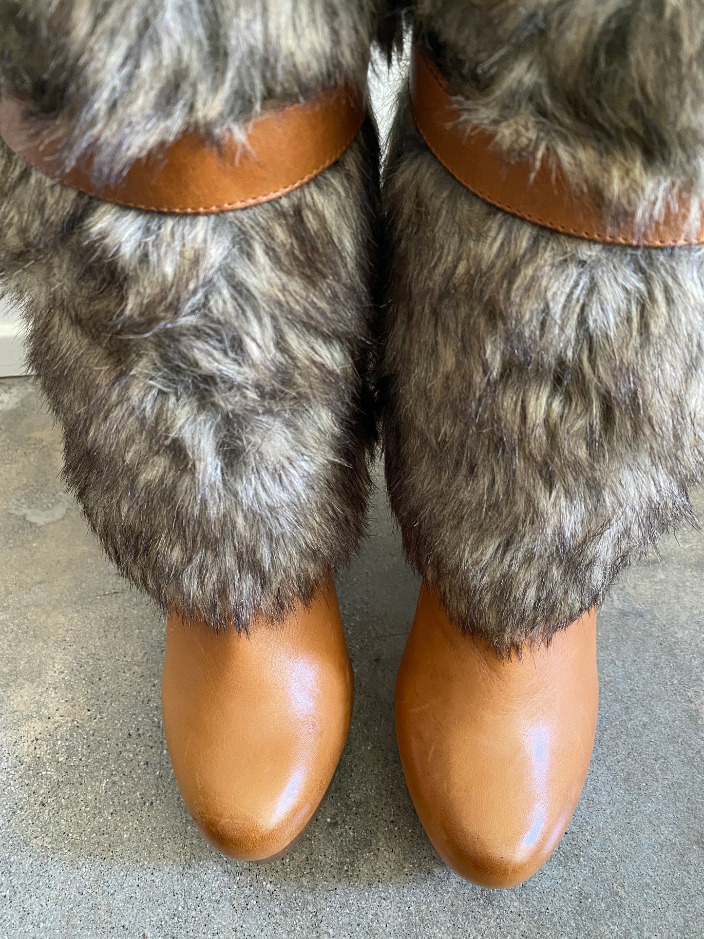 00's Fur Block Heel Boots