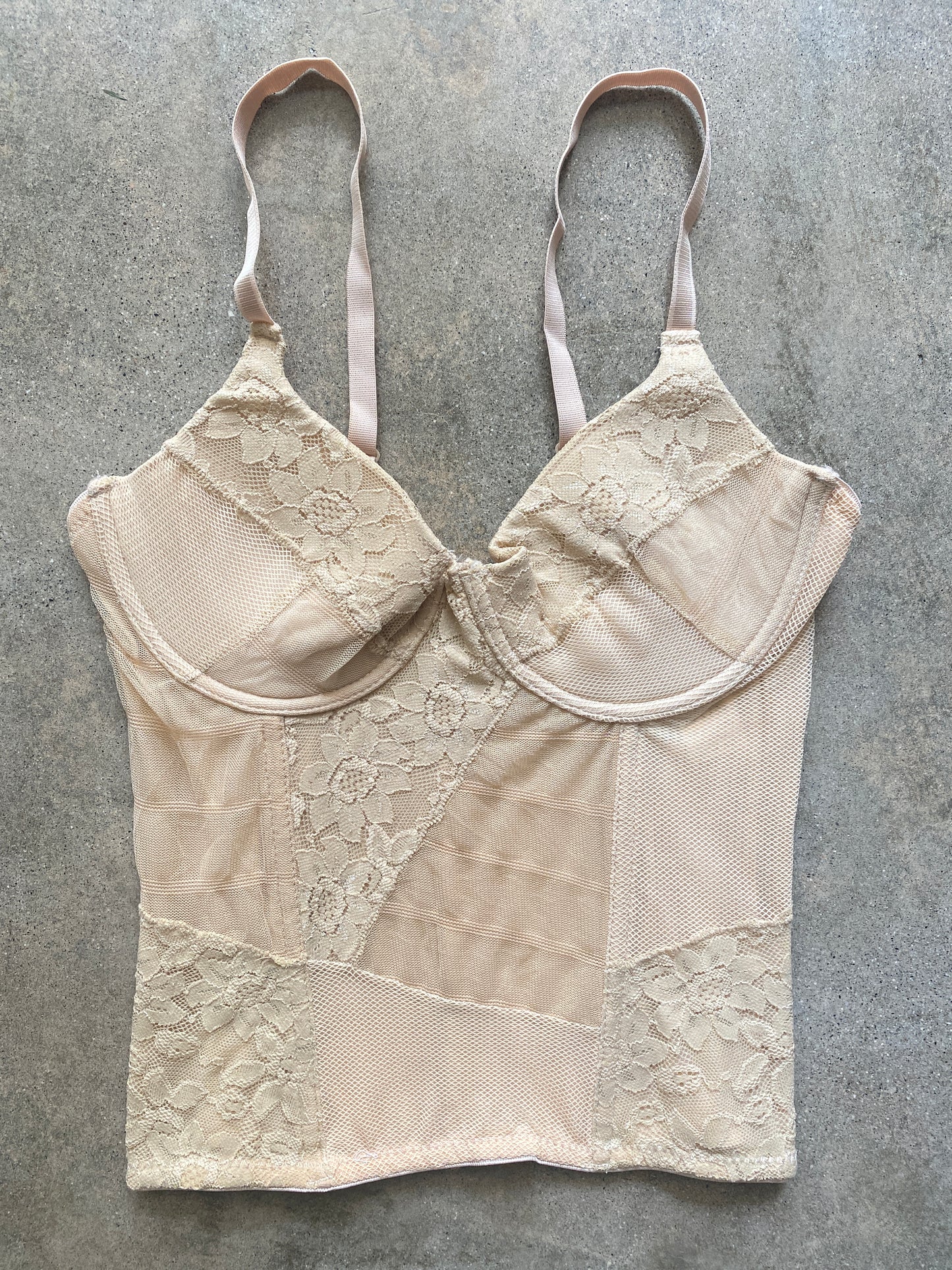 00's Deadstock Nude Lace Corset top