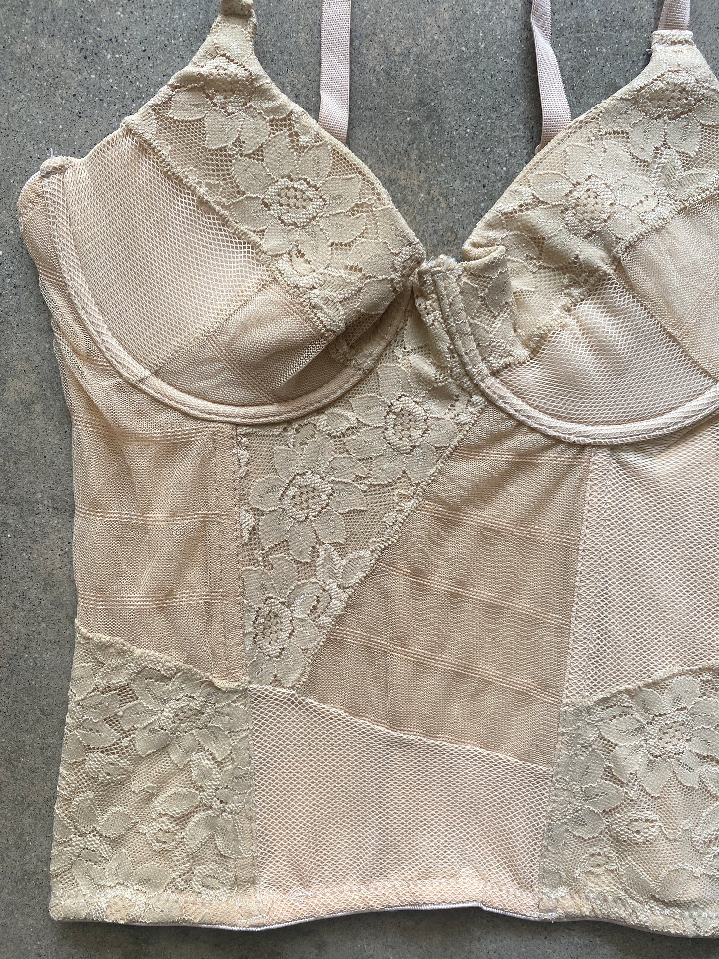 00's Deadstock Nude Lace Corset top