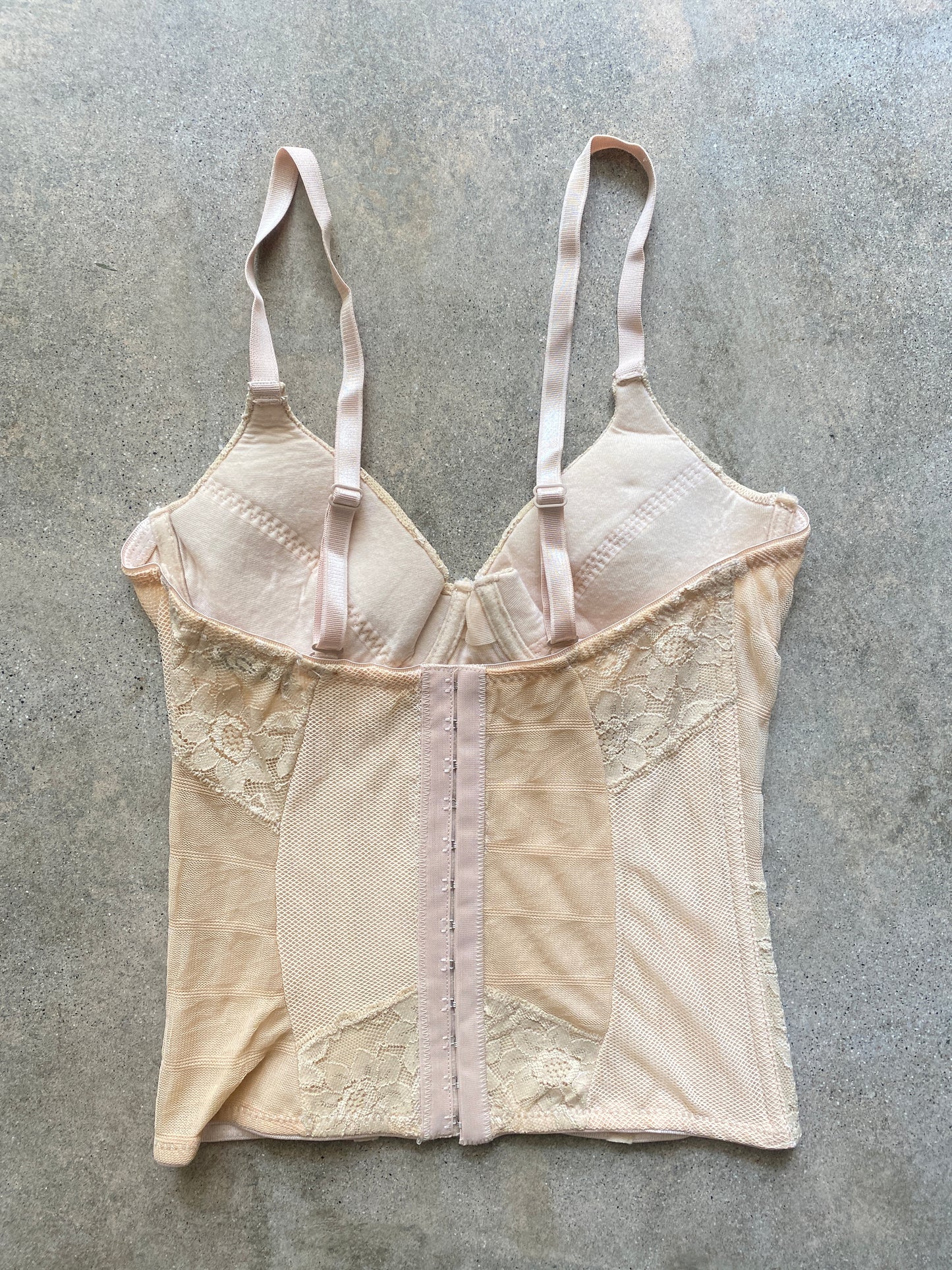 00's Deadstock Nude Lace Corset top