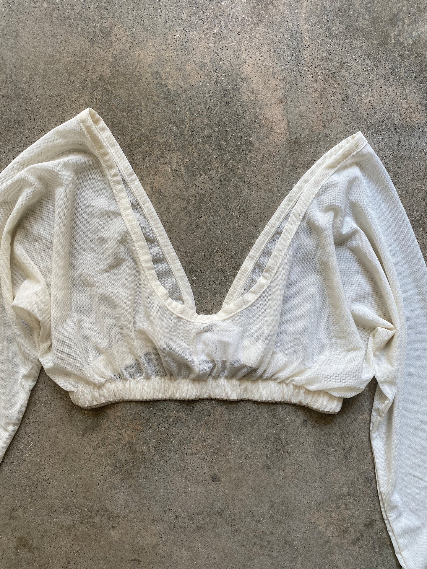 00's Cream Mesh Crop Top