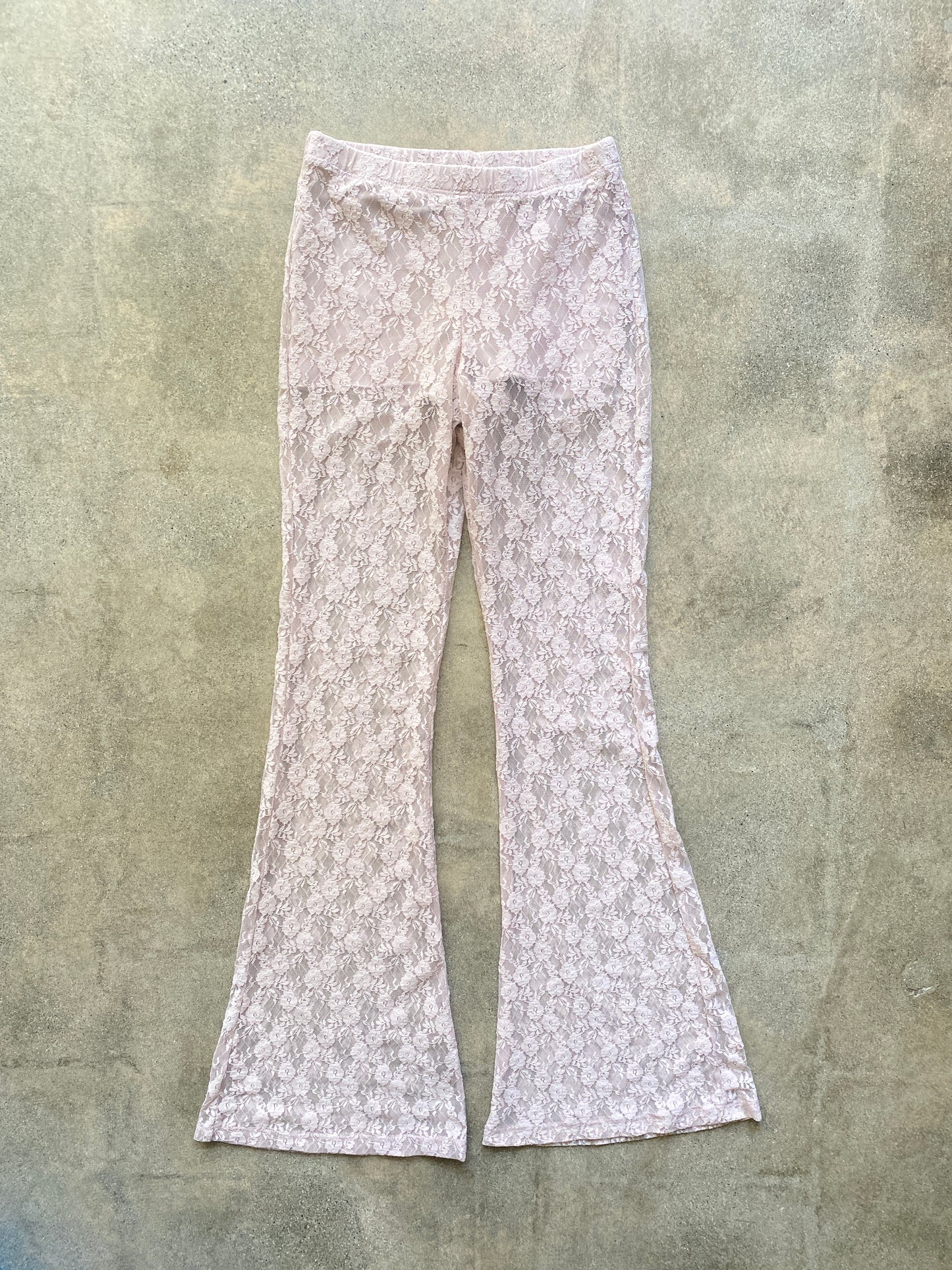 Mauve Sheer Floral Lace Flares