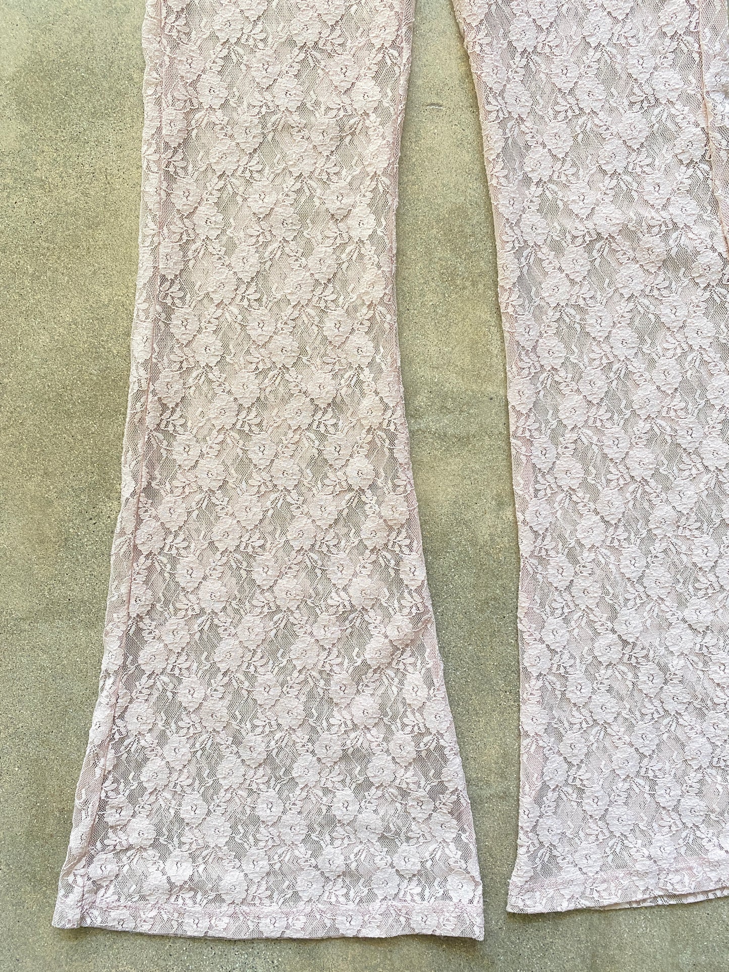 Mauve Sheer Floral Lace Flares