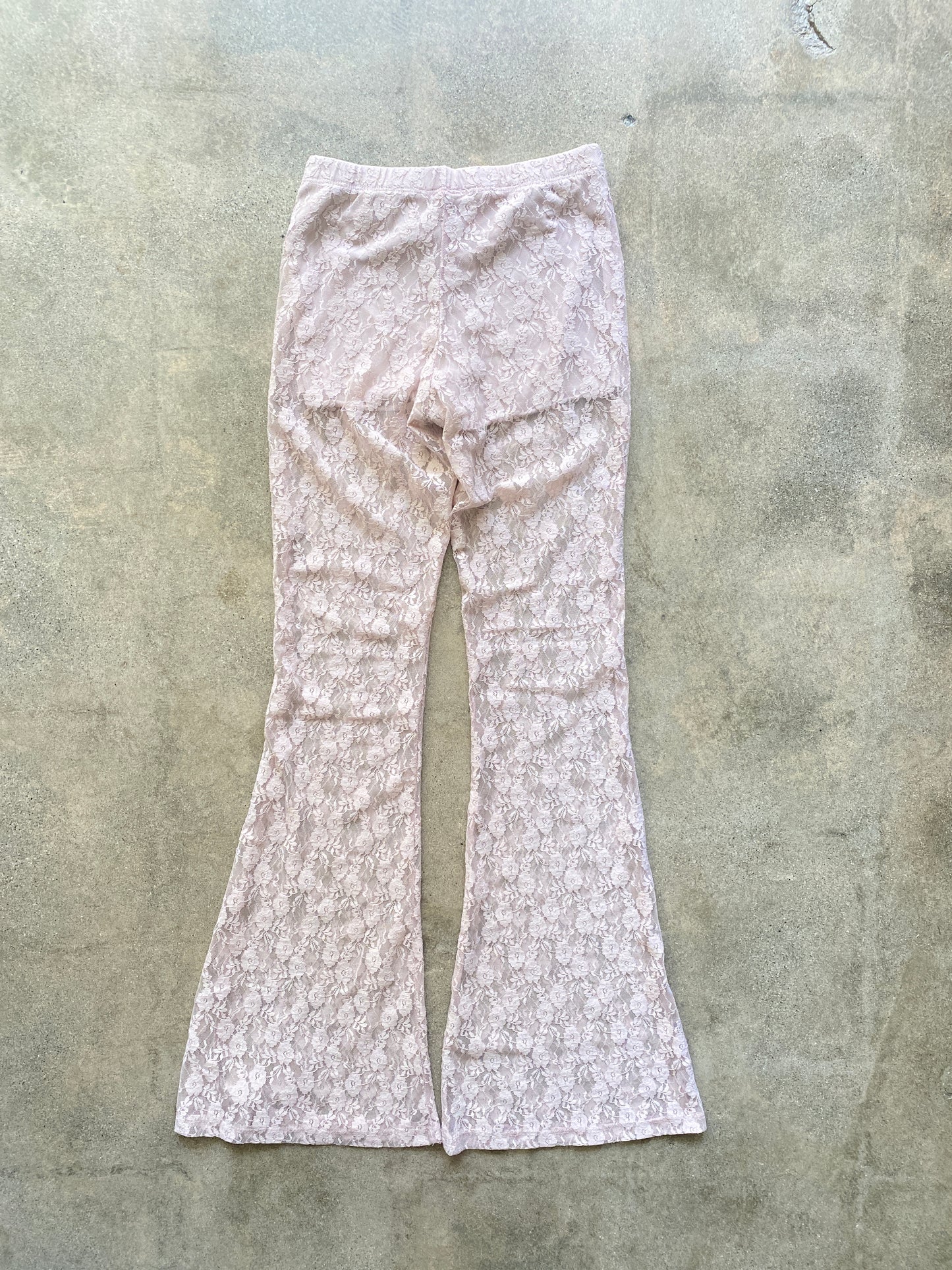 Mauve Sheer Floral Lace Flares