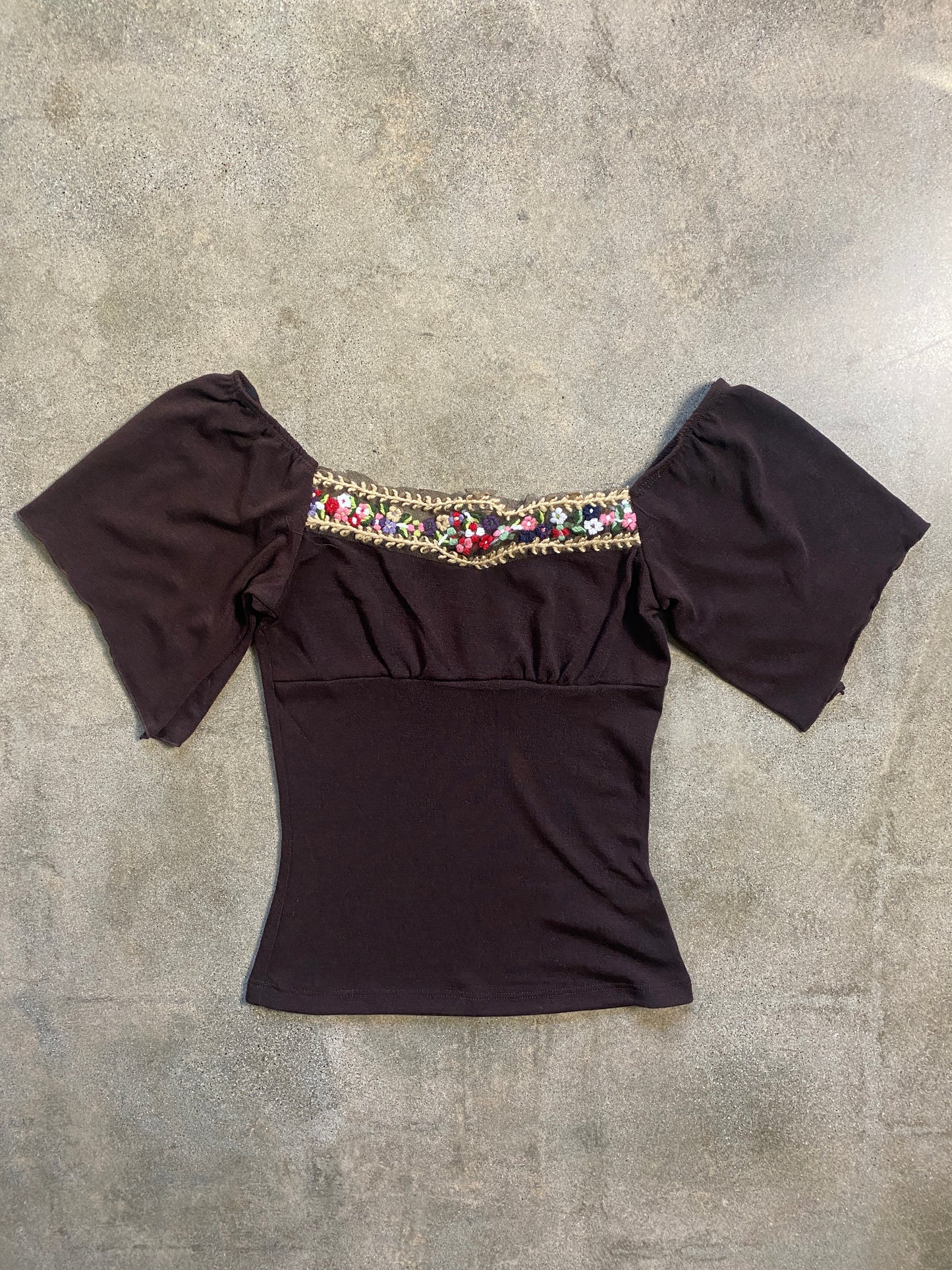 00's Deadstock Chocolate Brown Fairy Grunge Top