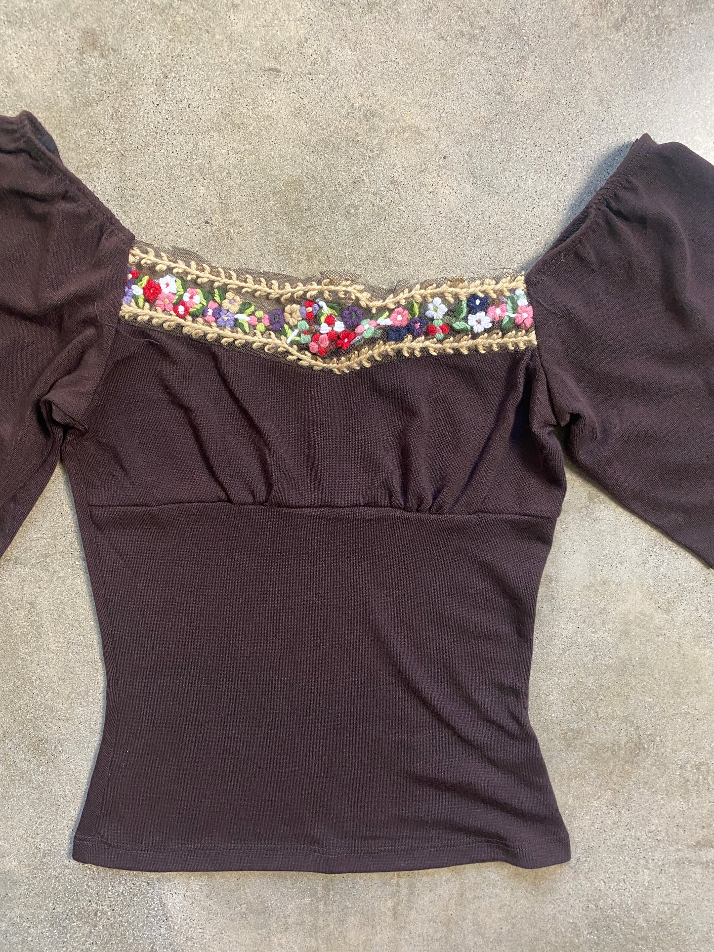 00's Deadstock Chocolate Brown Fairy Grunge Top