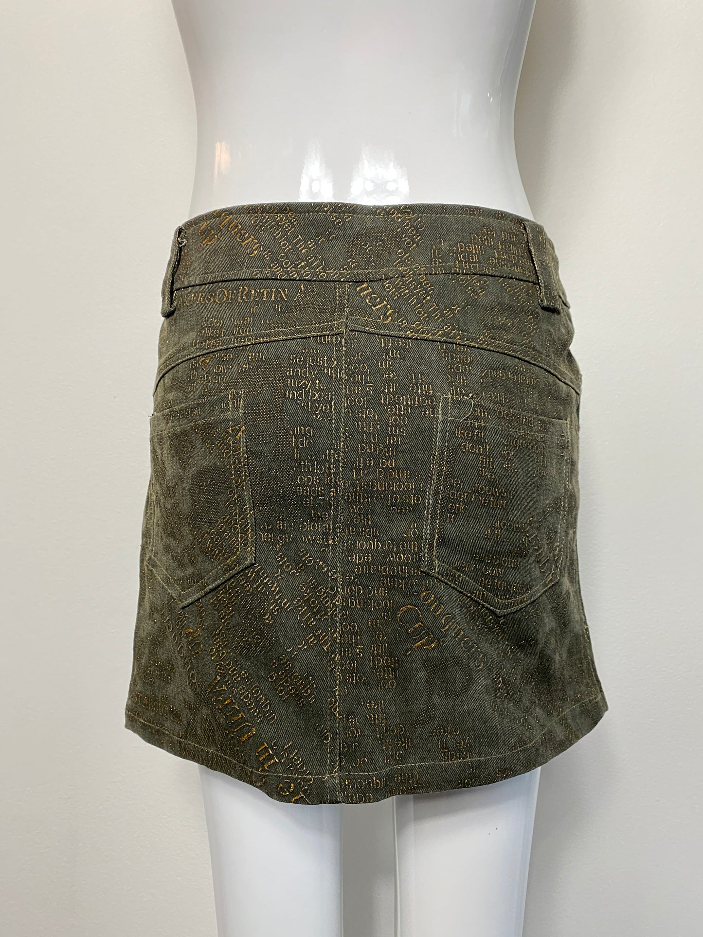 Olive Gold Print Mini Skirt