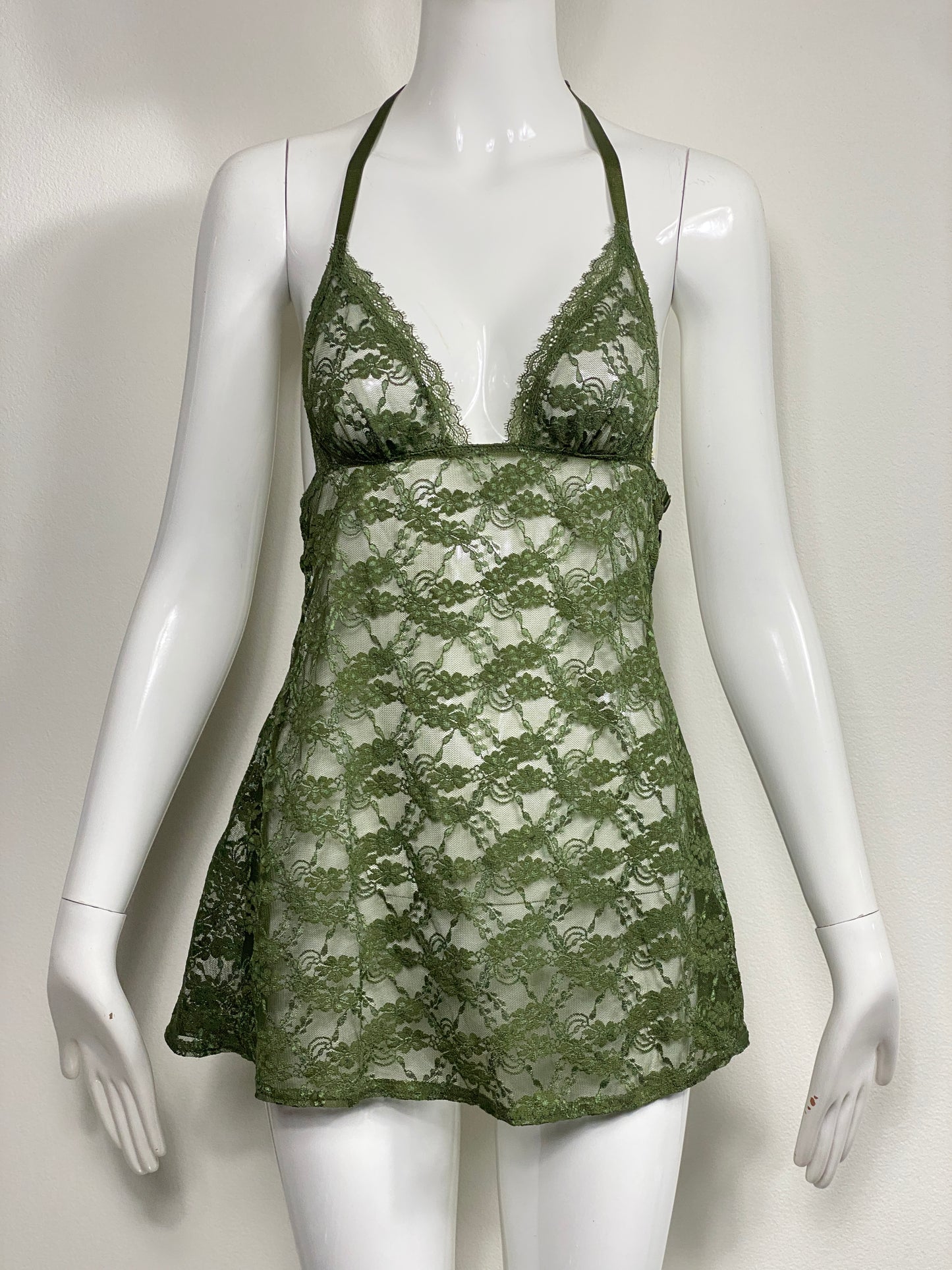 Victoria's Secret Green Lace Halter Dress