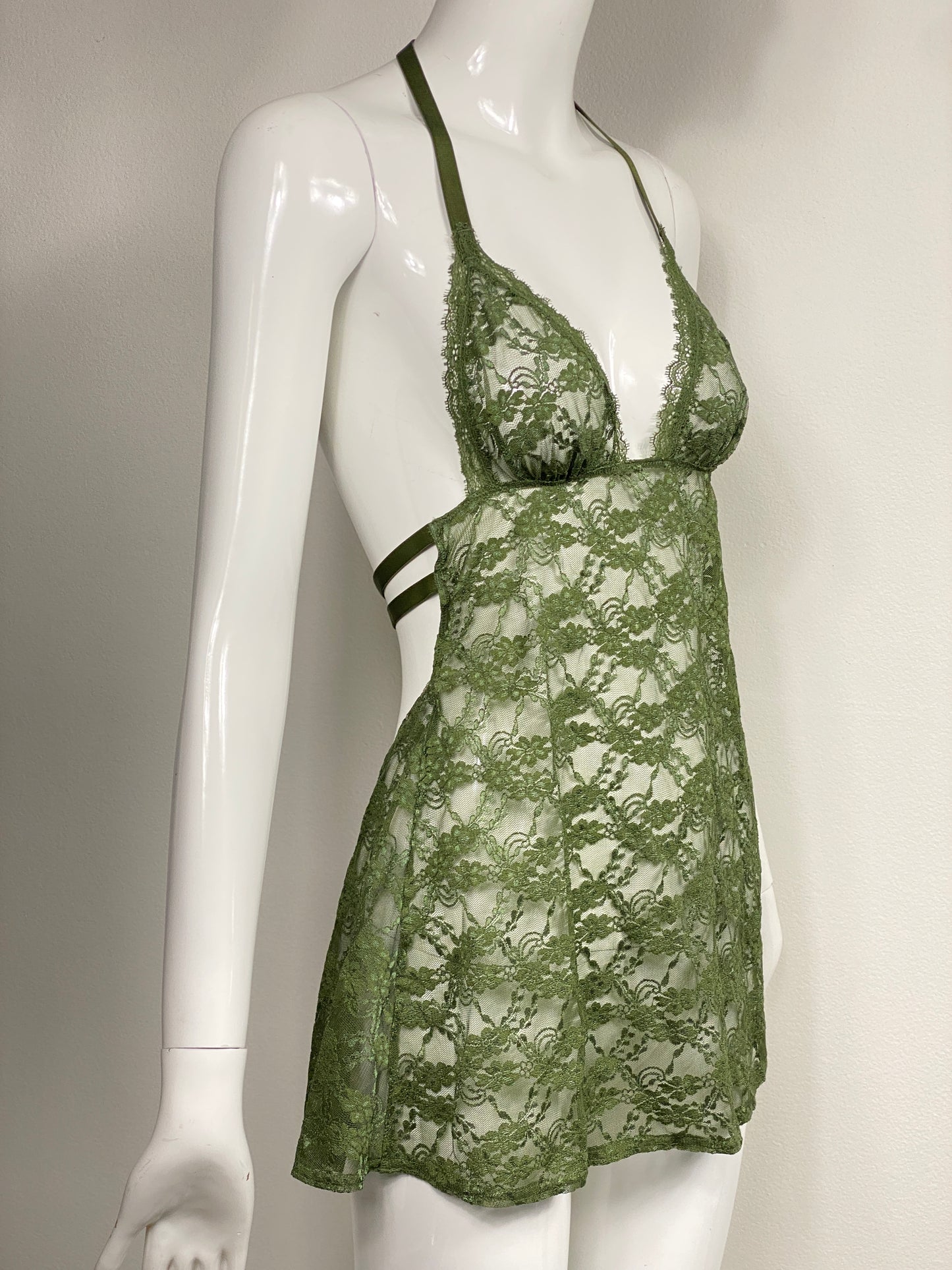 Victoria's Secret Green Lace Halter Dress