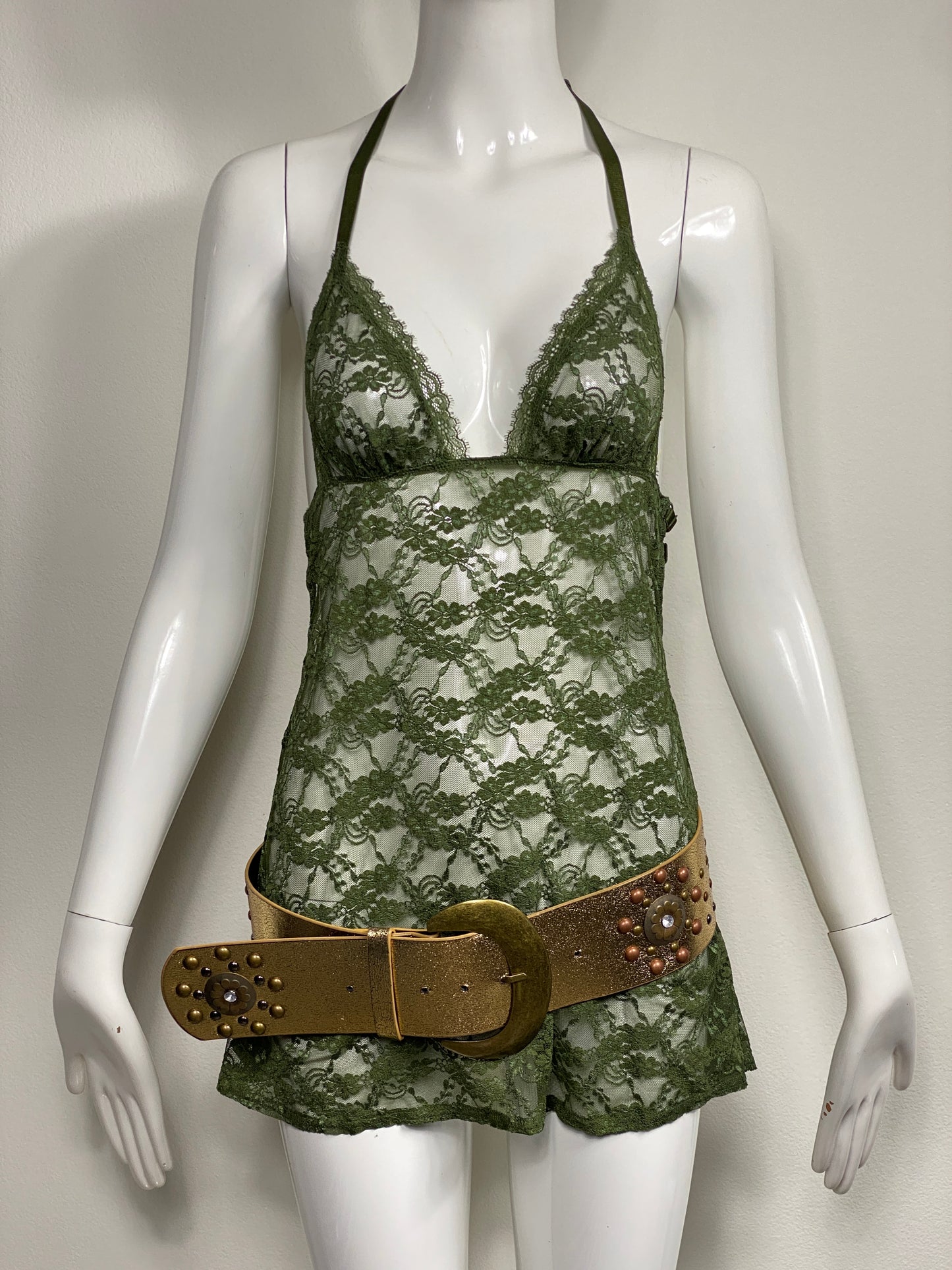 Victoria's Secret Green Lace Halter Dress