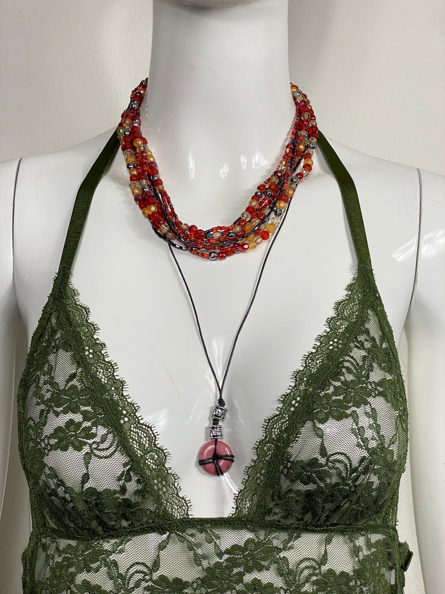 Victoria's Secret Green Lace Halter Dress