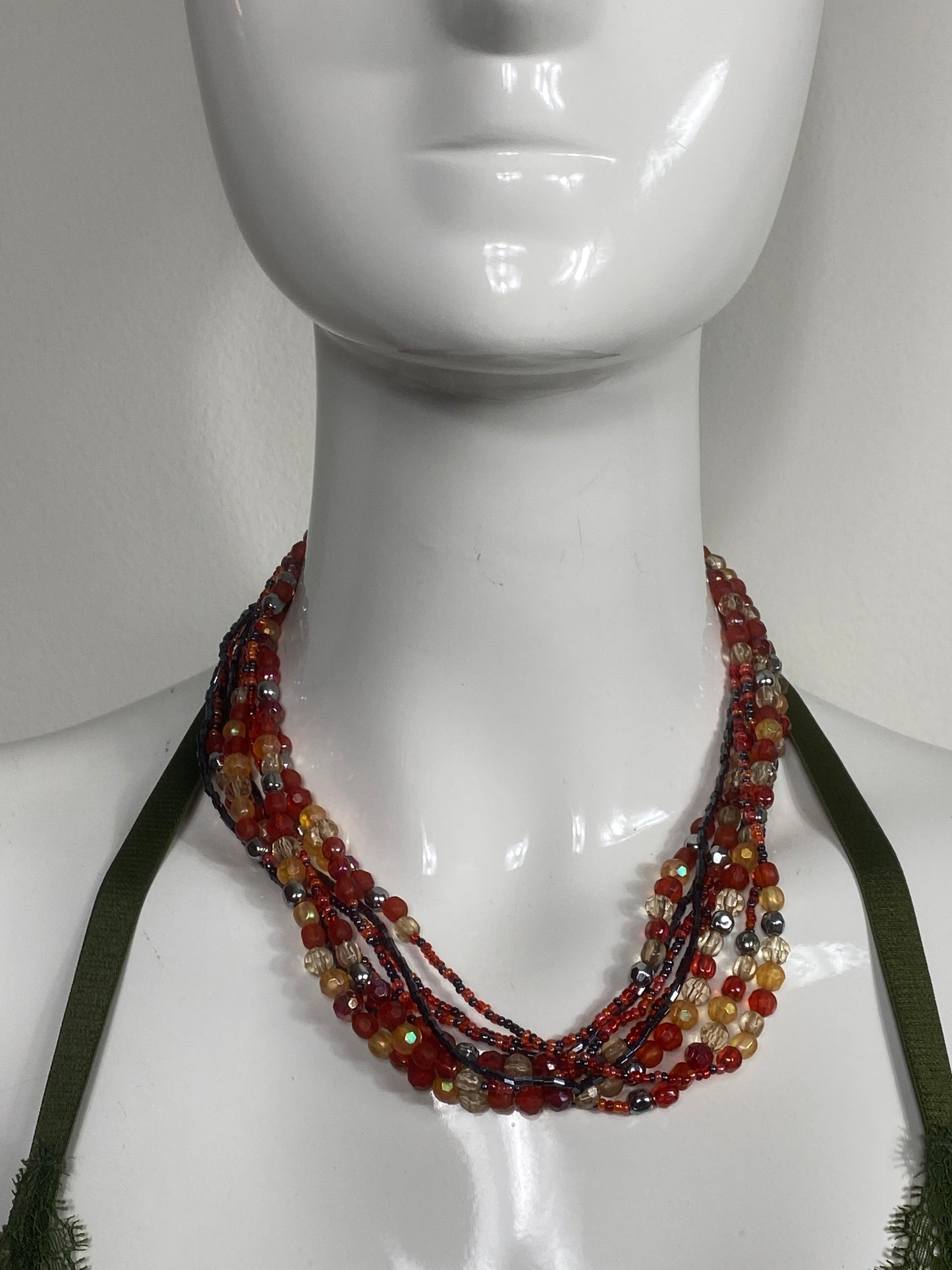 Iridescent Layered Bead Necklace