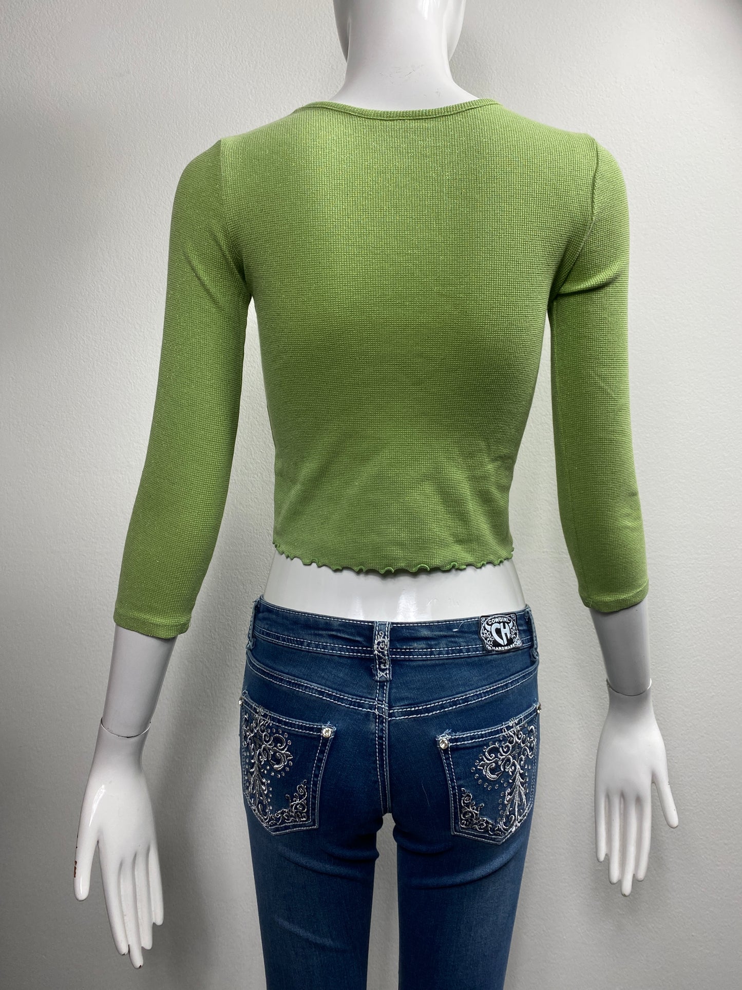 Green Rhinestone Butterfly Top