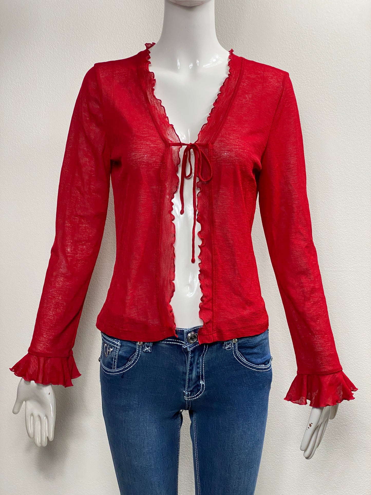 Red Mesh Cardigan