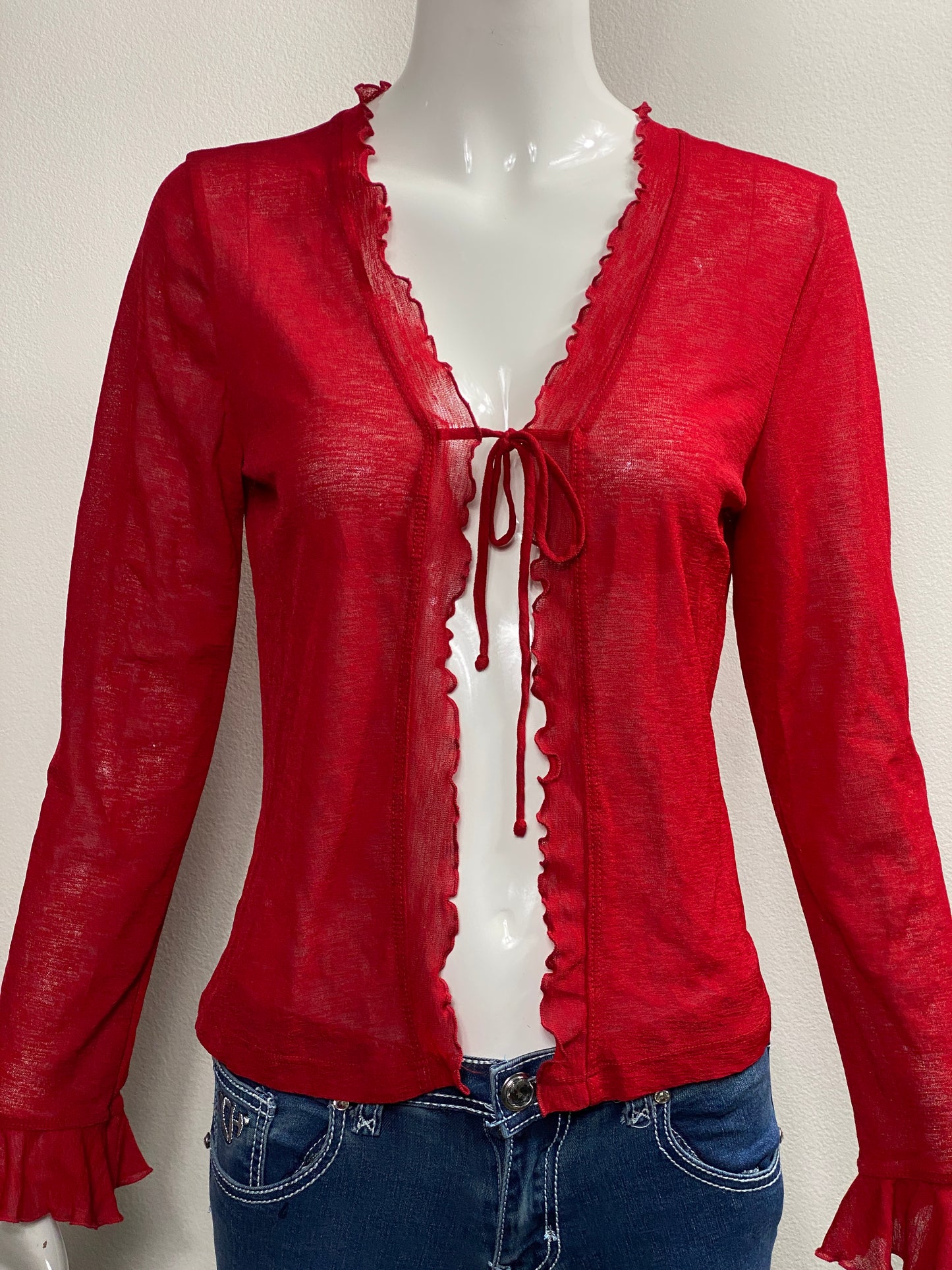 Red Mesh Cardigan
