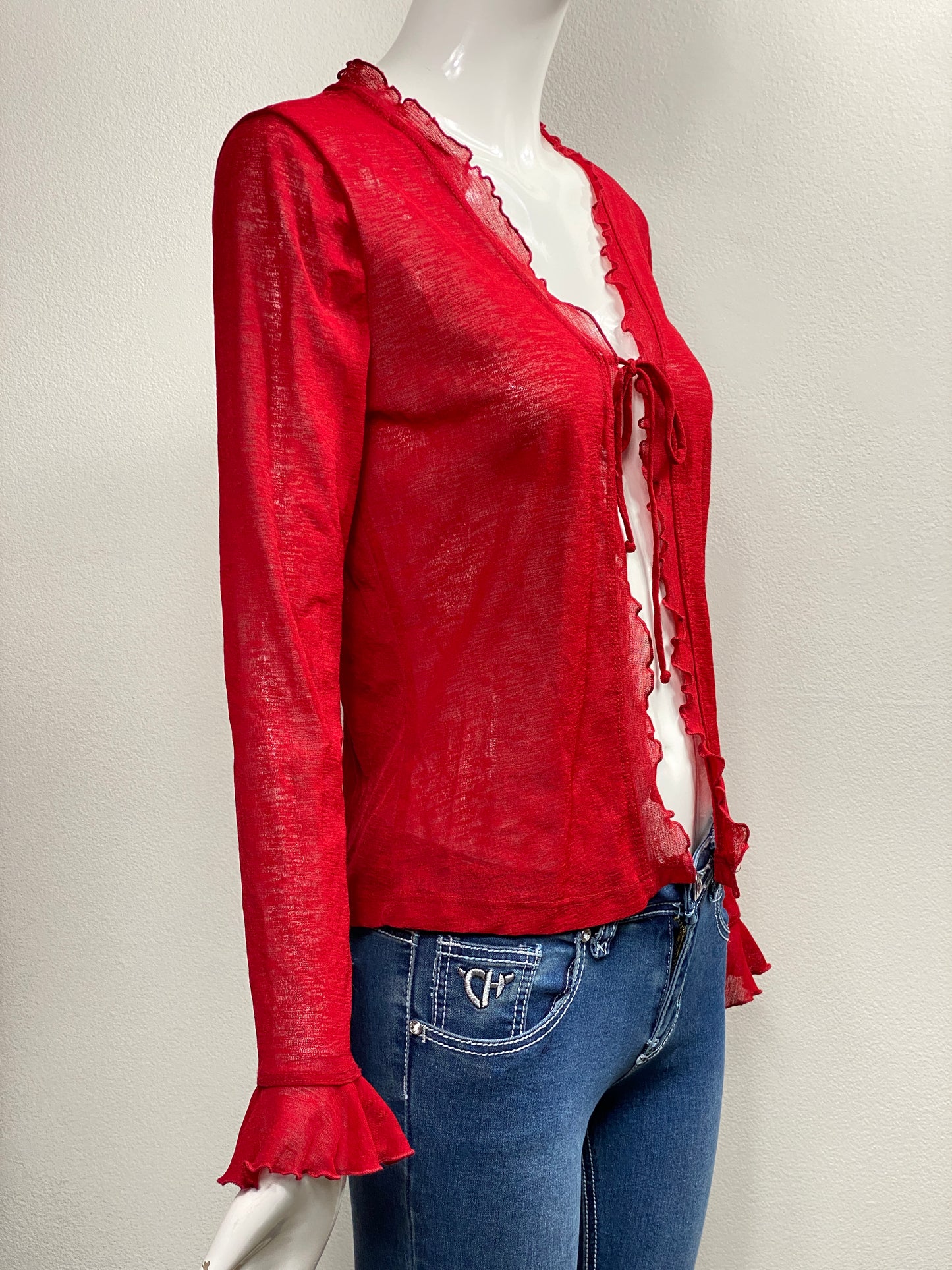 Red Mesh Cardigan