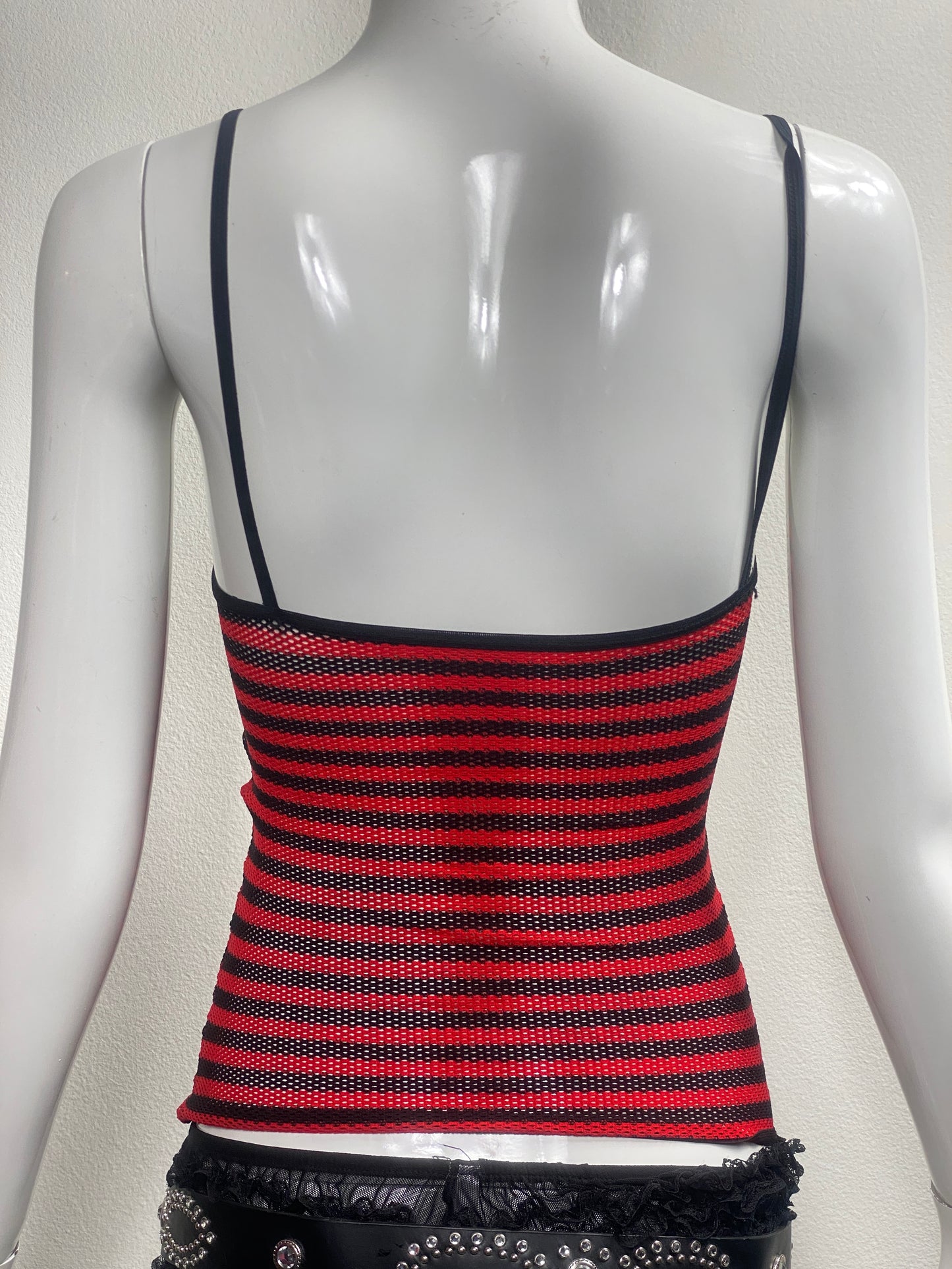 Red Stripe Mesh Cami