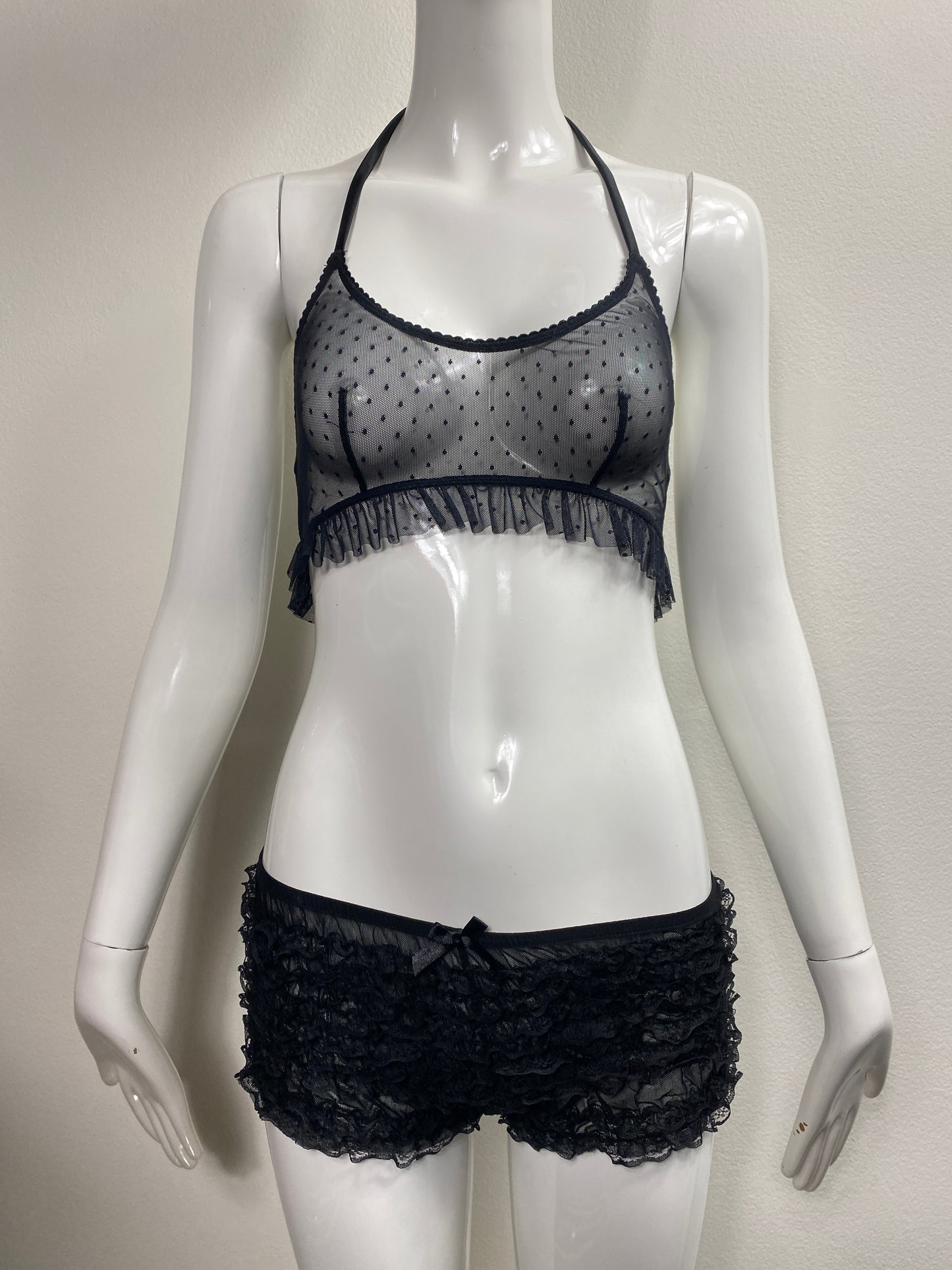 Savage Black Mesh Halter Top