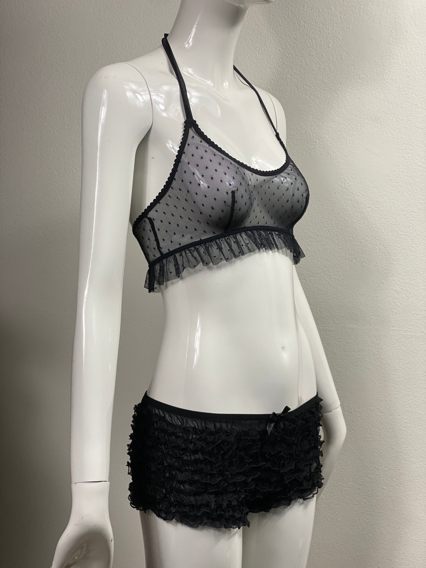 Savage Black Mesh Halter Top
