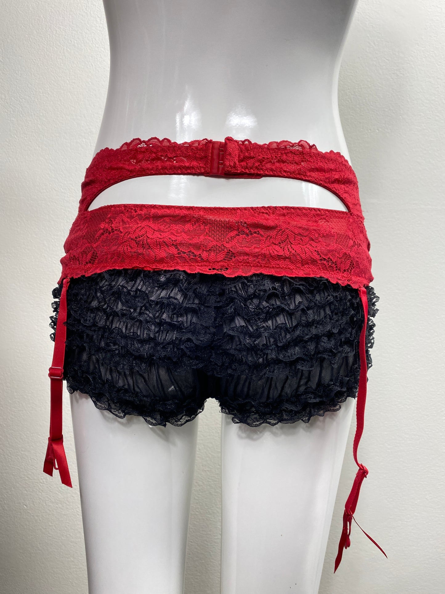 Red Mesh Garter Belt