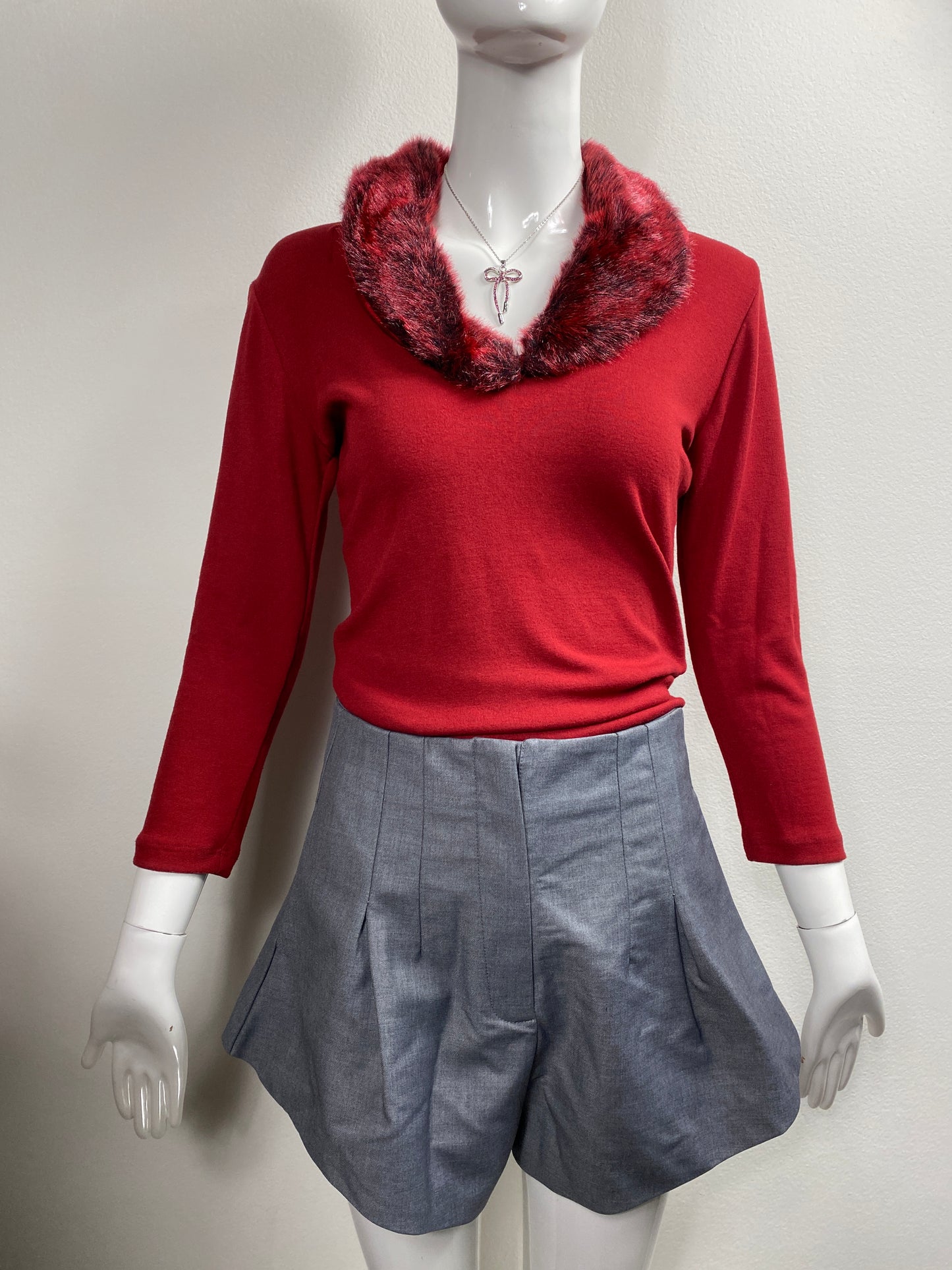 Deadstock Deep Red Furry Top