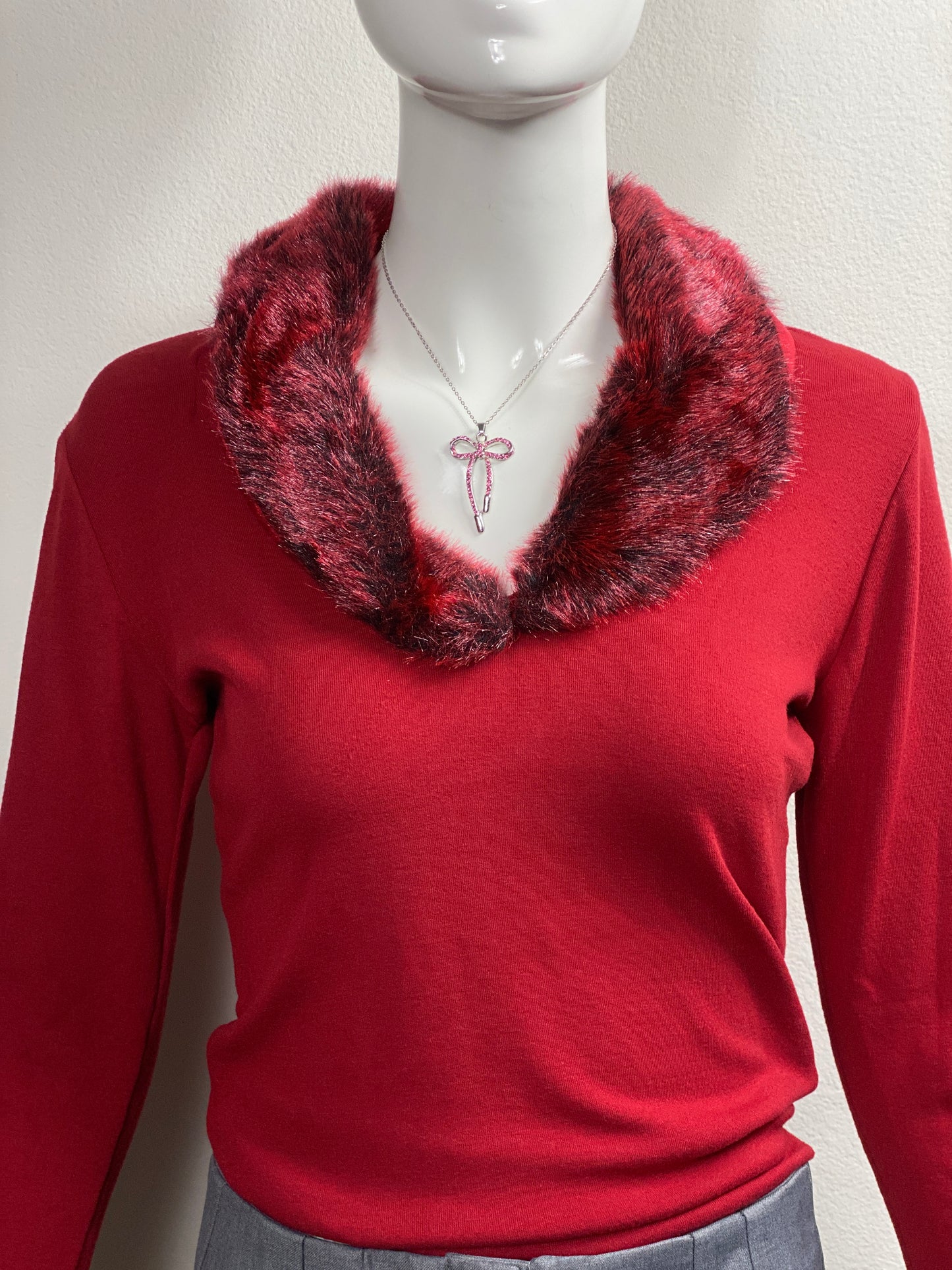 Deadstock Deep Red Furry Top