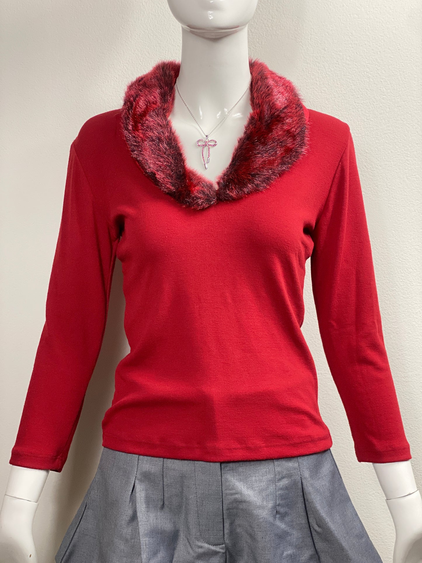 Deadstock Deep Red Furry Top