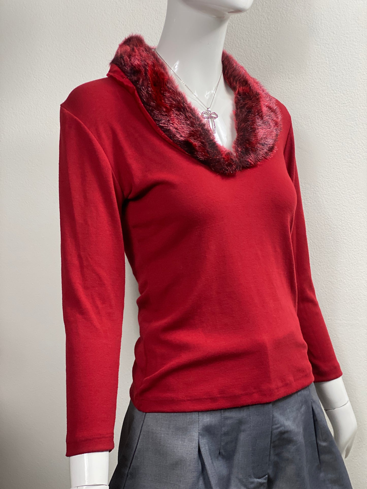 Deadstock Deep Red Furry Top