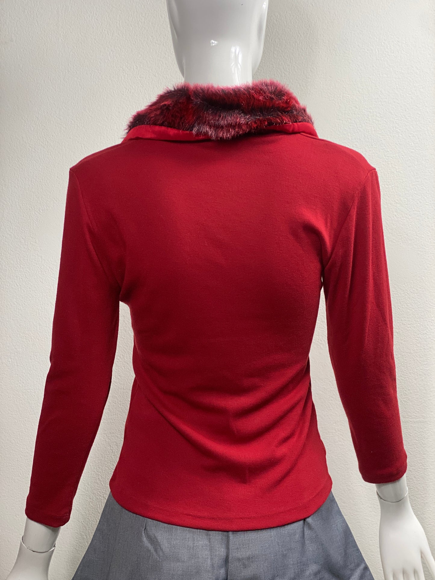 Deadstock Deep Red Furry Top