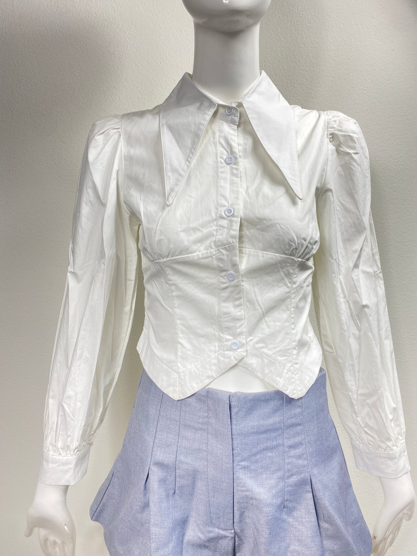 Cropped White Button Up