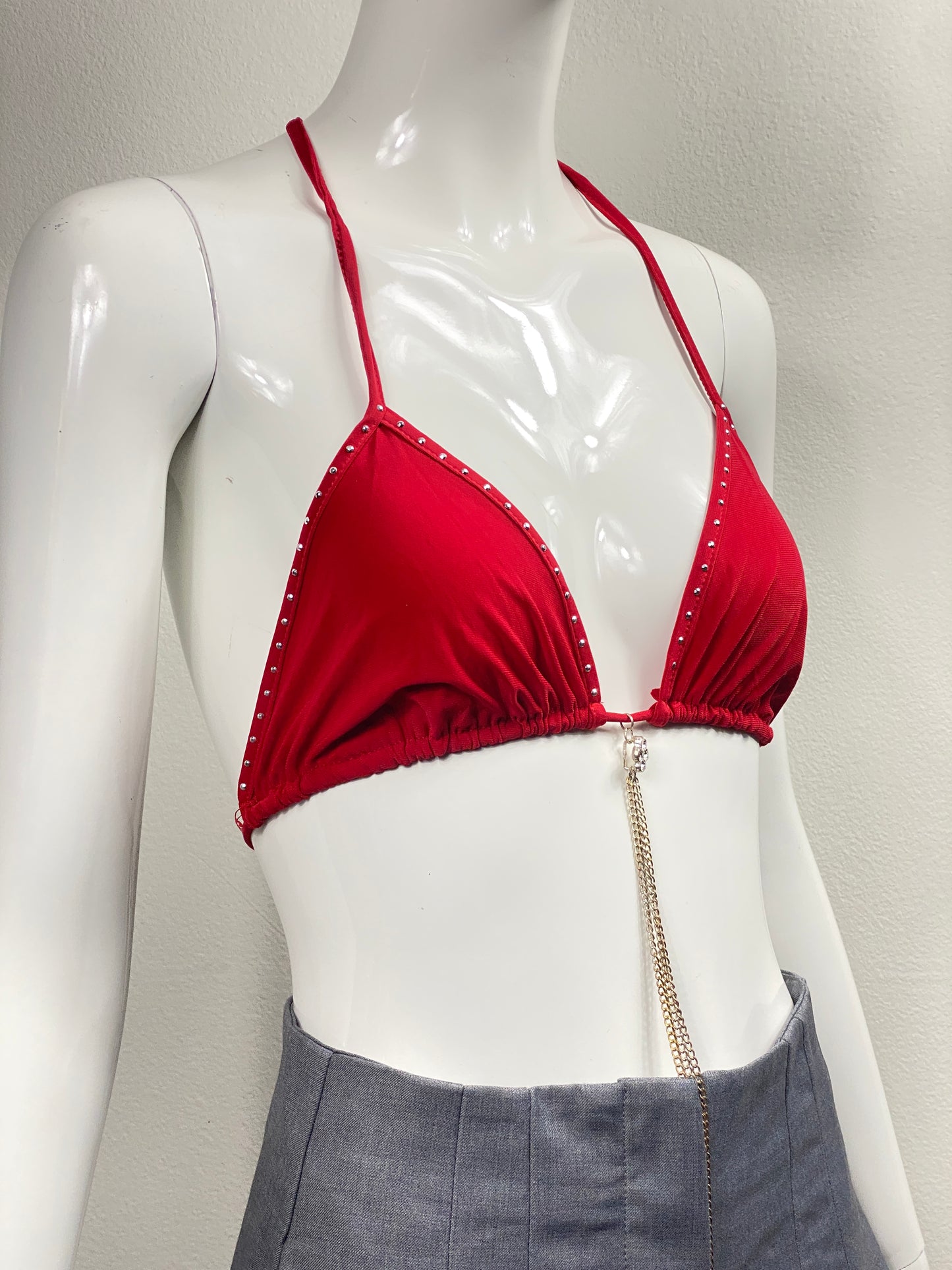 Red Bling Bikini Top