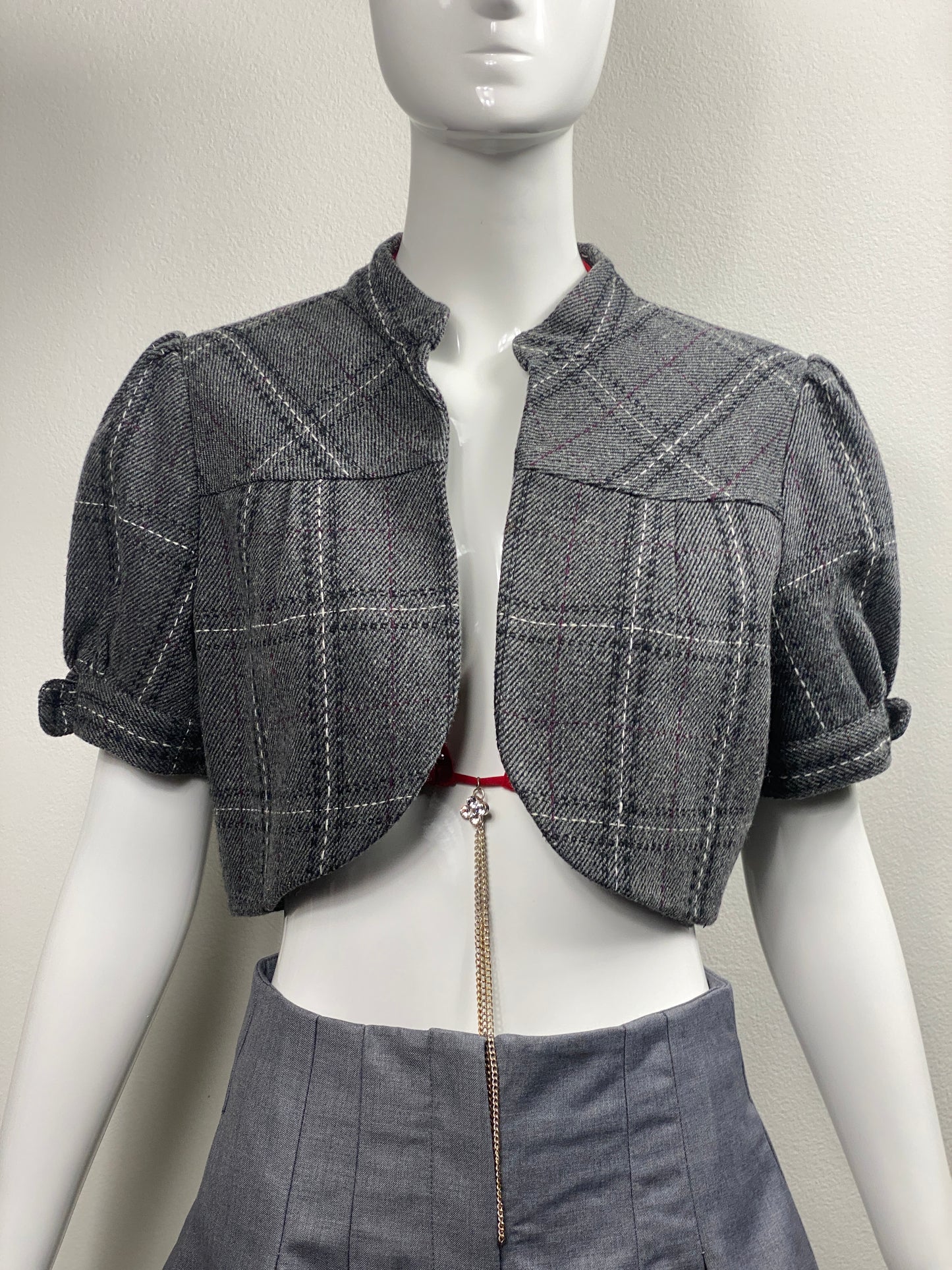 Plaid Tweed Bolero
