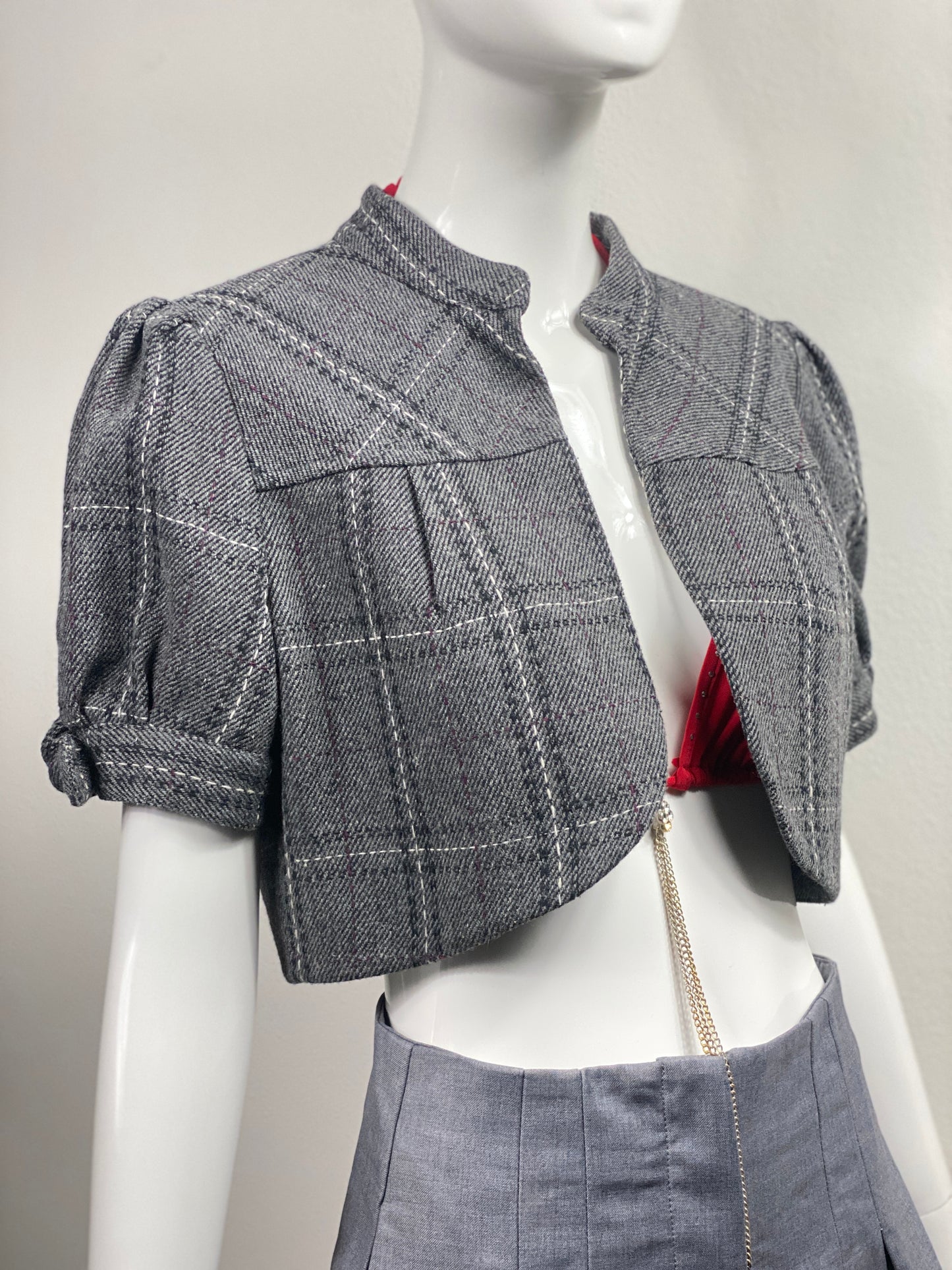 Plaid Tweed Bolero